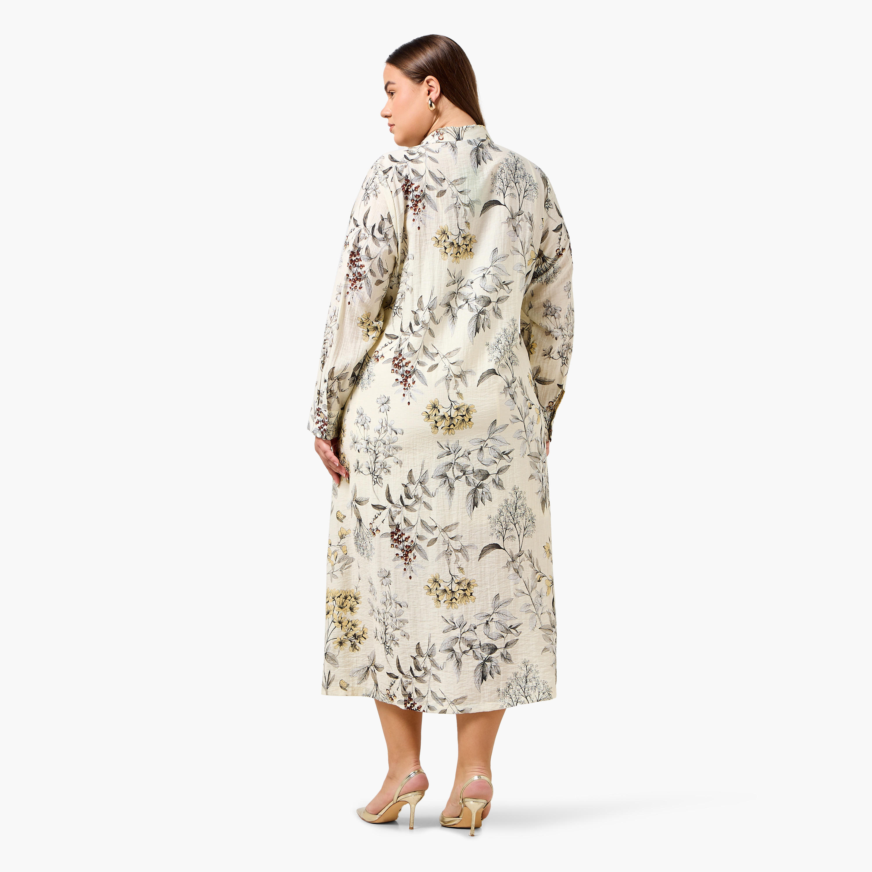 فستان قميص نسائي من مزيج الكتان بطبعات زهور بمقاسات كبيرة من أولا بوبكن-women-clothing-dresses-image-6