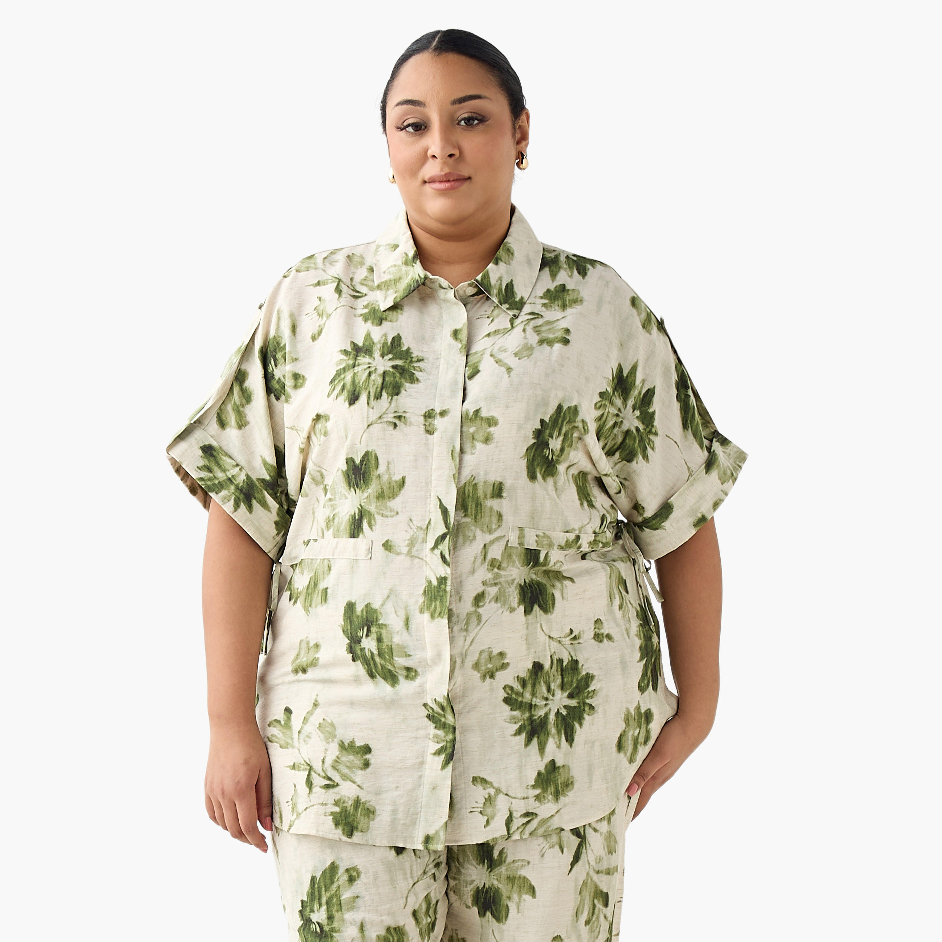 Ulla Popken Relaxed Fit Tie-Up Detail Shirt with Floral Print-women-clothing-shirtsandblouses-shirts-image-3
