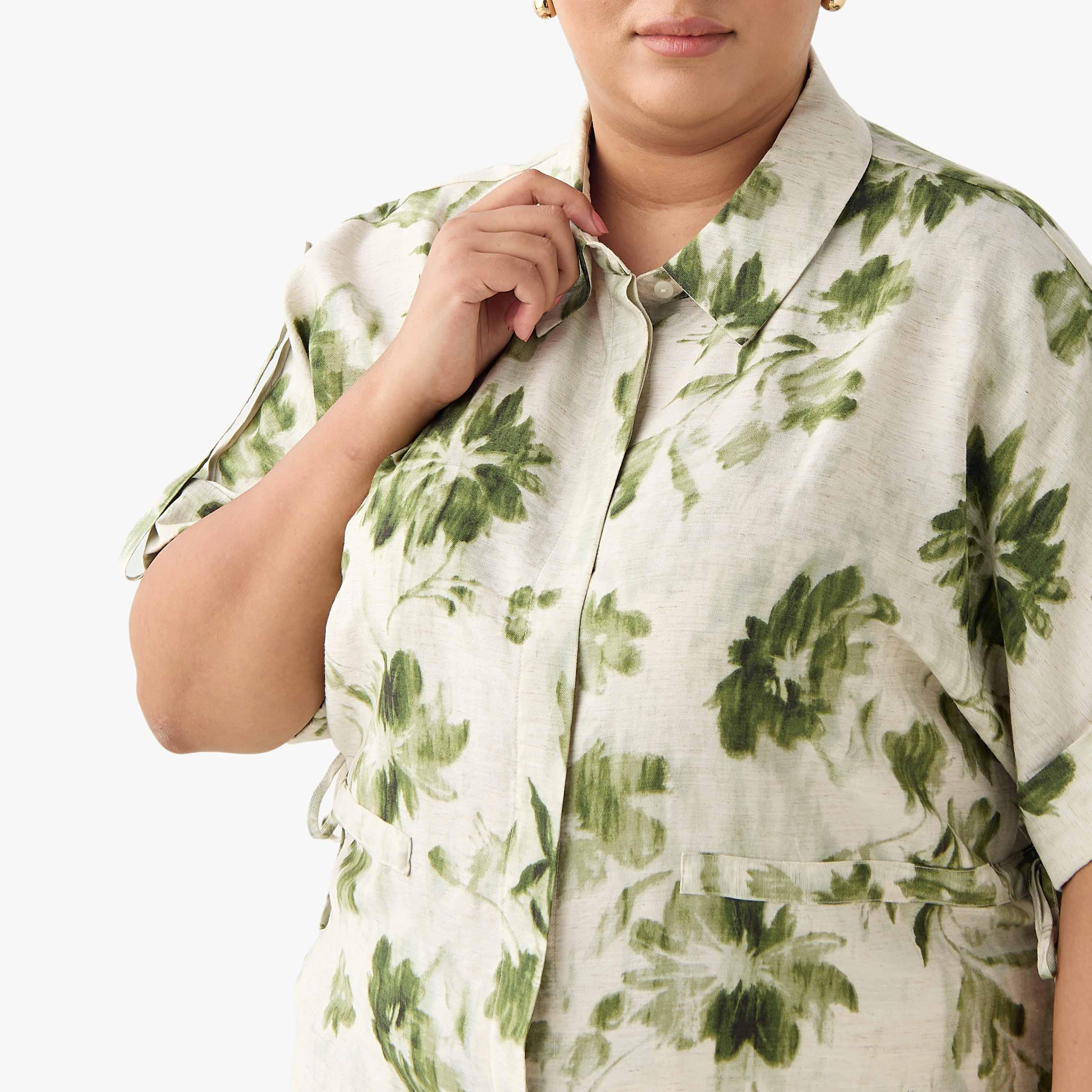 Ulla Popken Relaxed Fit Tie-Up Detail Shirt with Floral Print-women-clothing-shirtsandblouses-shirts-image-6