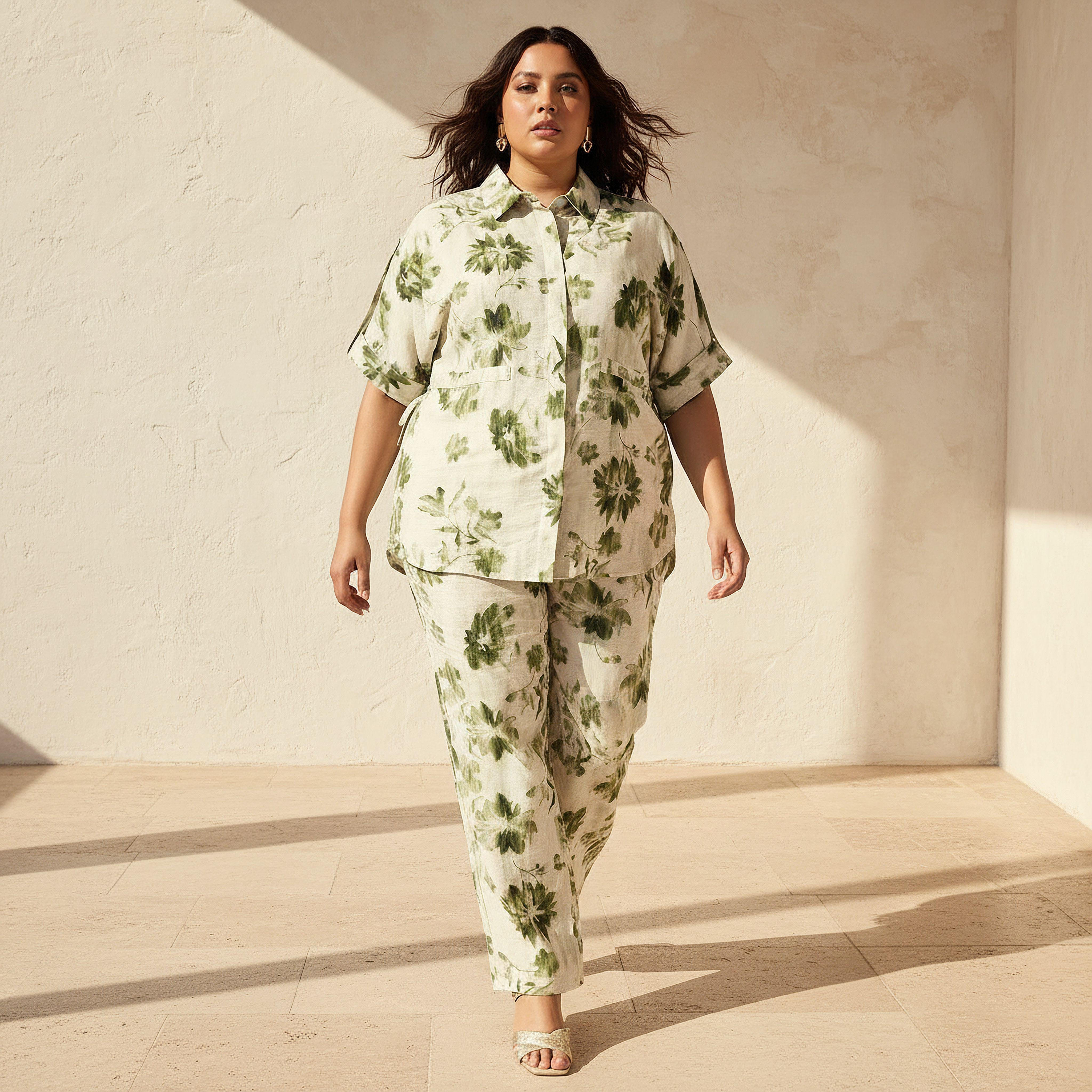 Ulla Popken Relaxed Fit Tie-Up Detail Shirt with Floral Print-women-clothing-shirtsandblouses-shirts-image-2