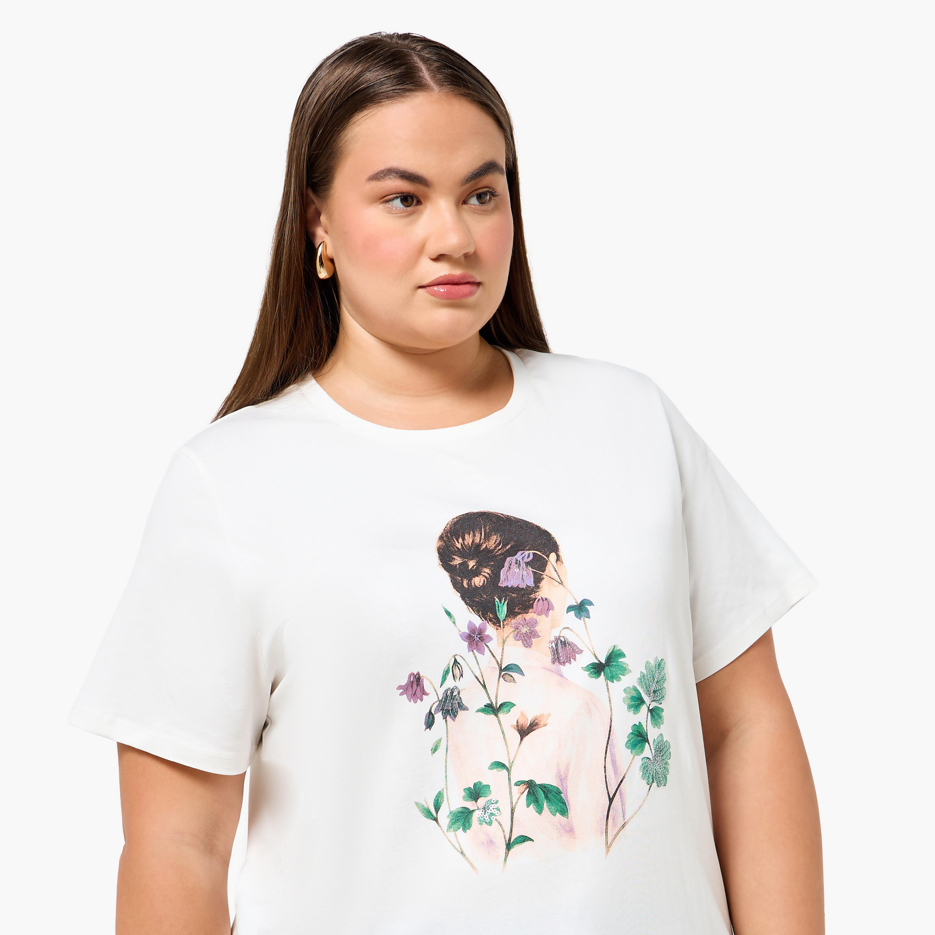 Ulla Popken Relaxed Fit Cotton T-shirt with Print-women-clothing-tshirts-image-5
