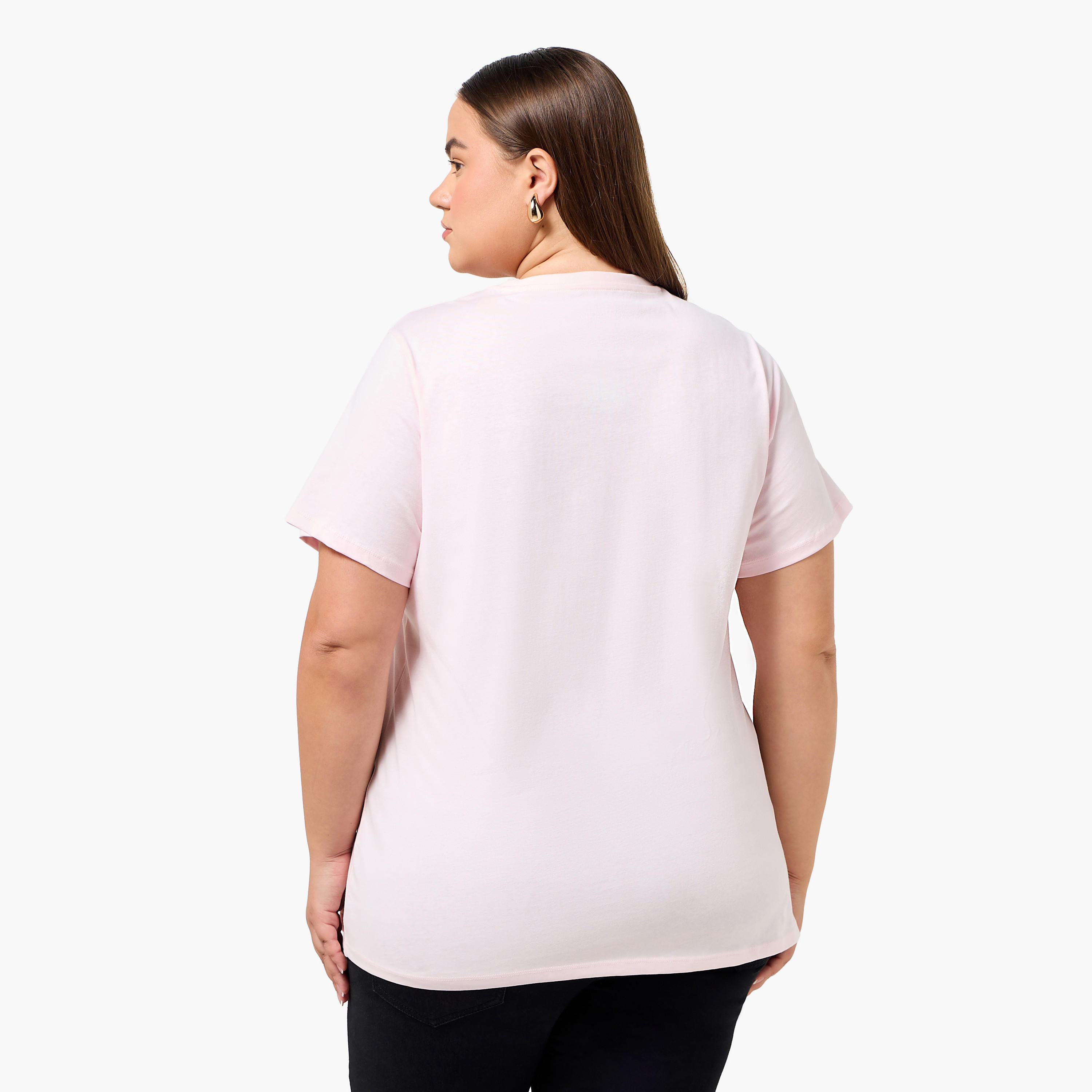 Ulla Popken Relaxed Fit Cotton T-shirt with Slogan Print-women-clothing-tshirts-image-4