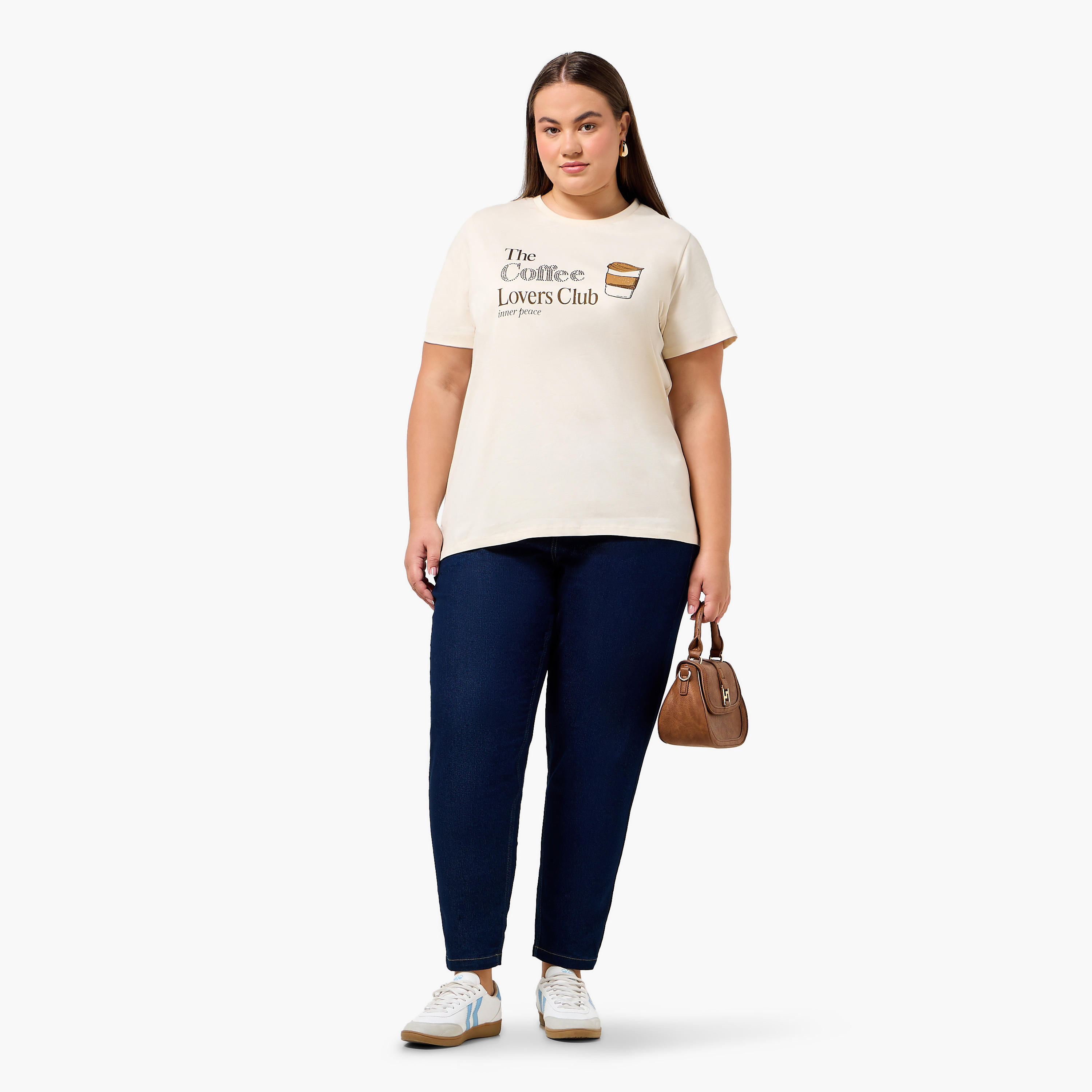 Ulla Popken Relaxed Fit Cotton T-shirt with Slogan Print-women-clothing-tshirts-image-3