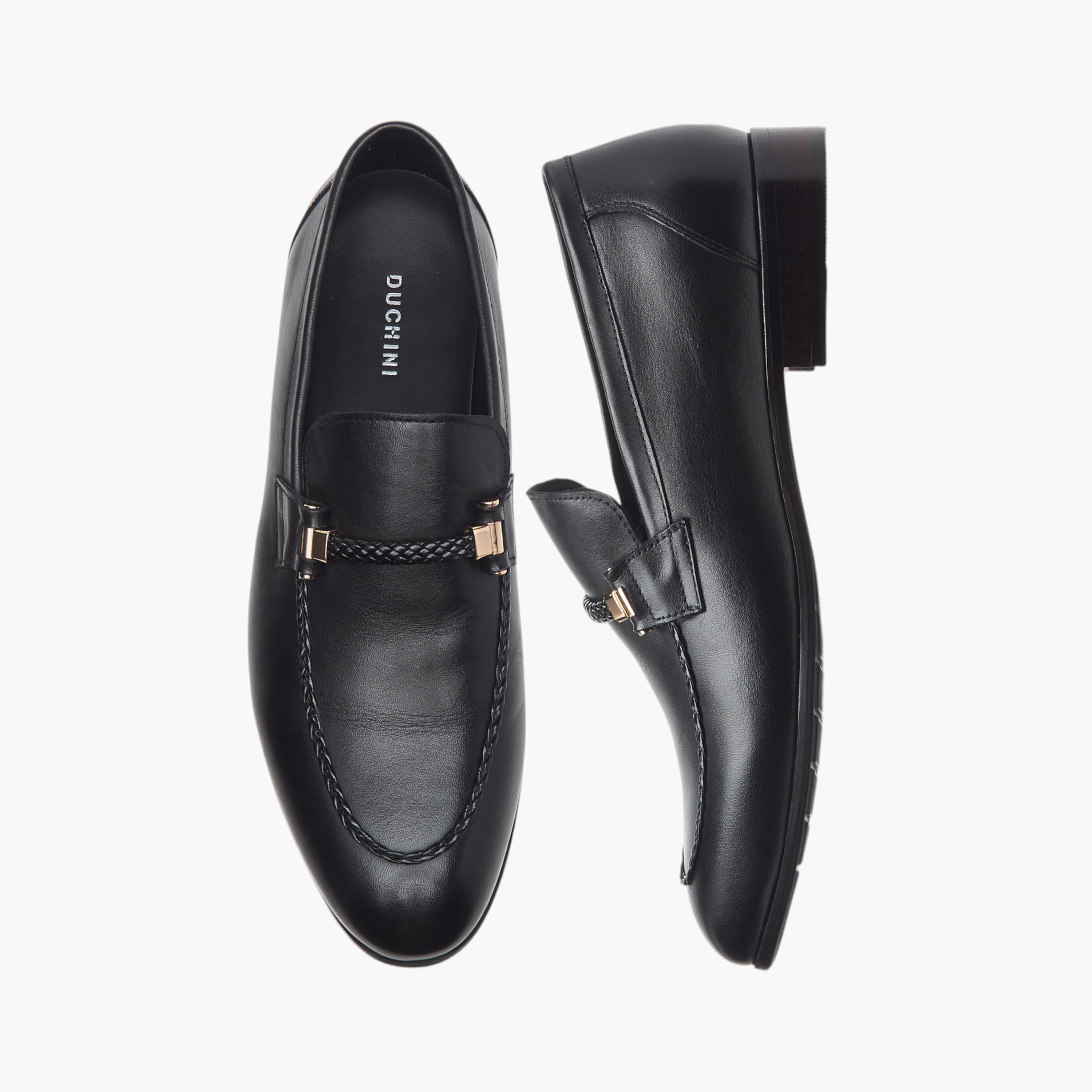 Duchini Men's Leather Solid Slip-On Loafers with Metal Accent-men-shoes-formalshoes-image-1
