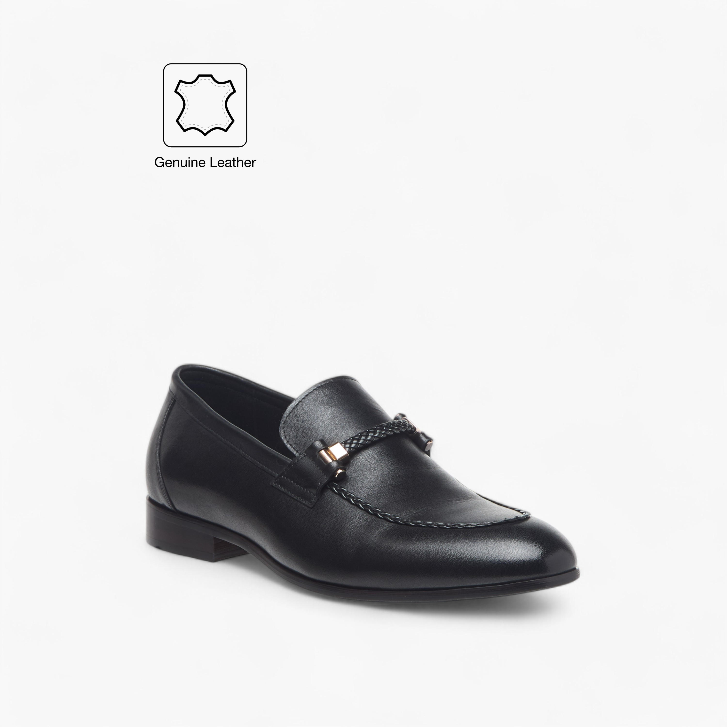 Duchini Men's Leather Solid Slip-On Loafers with Metal Accent-men-shoes-formalshoes-image-2