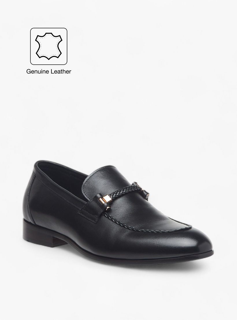 Duchini Men's Leather Solid Slip-On Loafers with Metal Accent-men-shoes-formalshoes-image-2