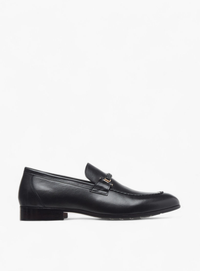 Duchini Men's Leather Solid Slip-On Loafers with Metal Accent-men-shoes-formalshoes-image-3