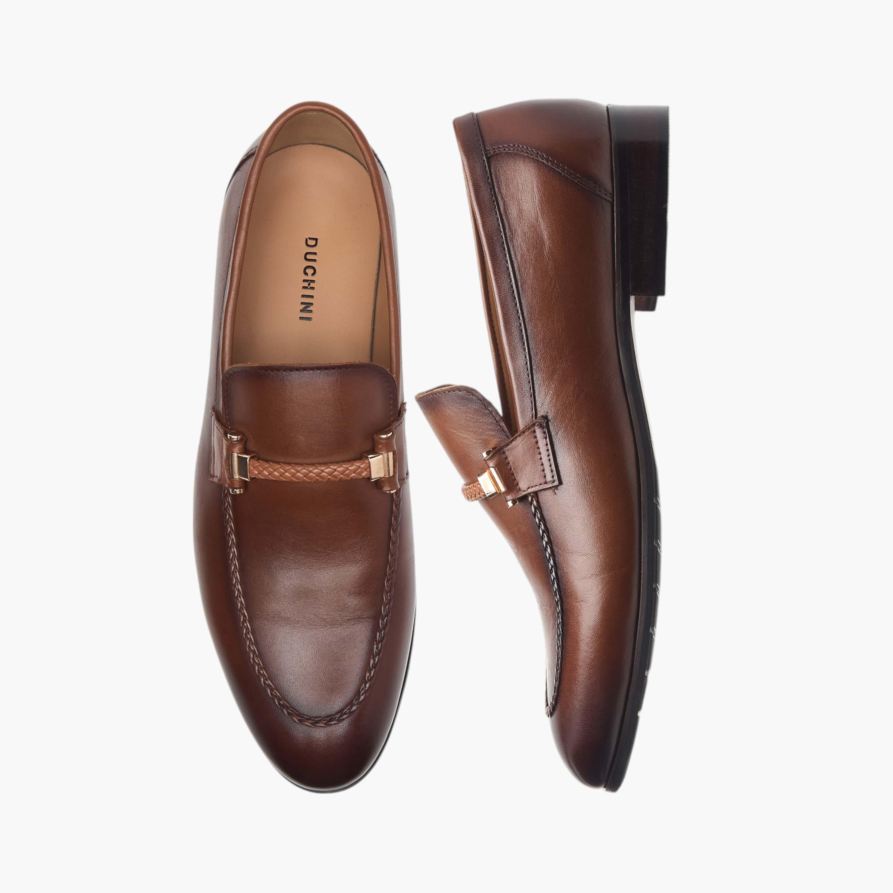 Duchini Men's Leather Solid Slip-On Loafers with Metal Accent-men-shoes-formalshoes-image-1