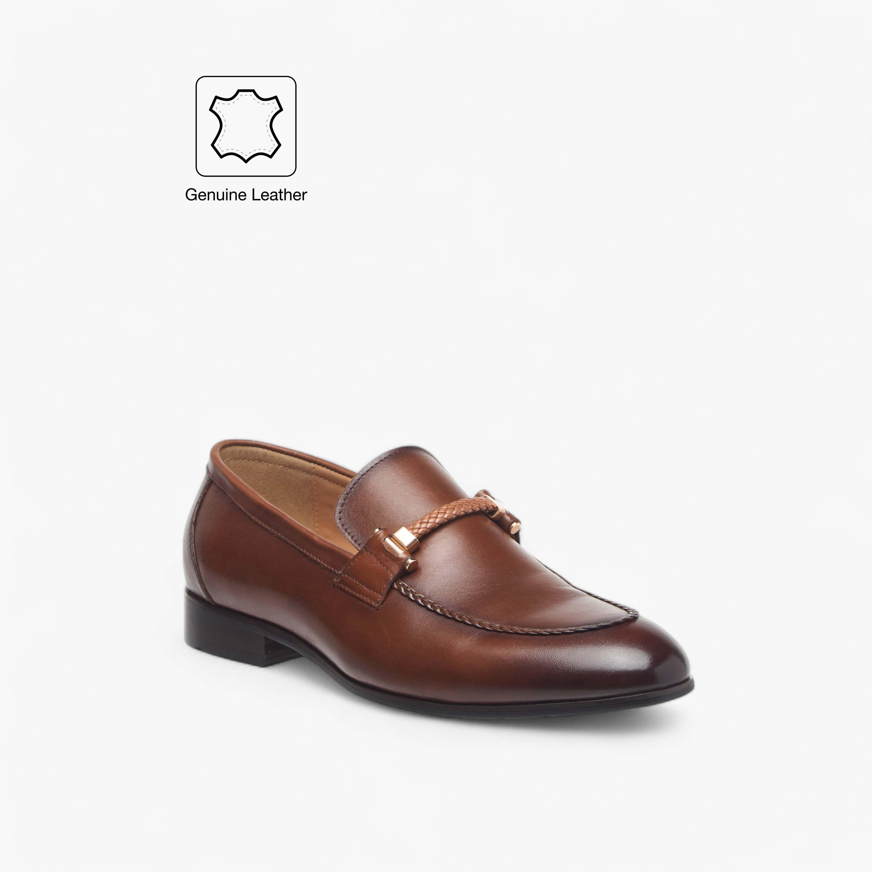 Duchini Men's Leather Solid Slip-On Loafers with Metal Accent-men-shoes-formalshoes-image-2