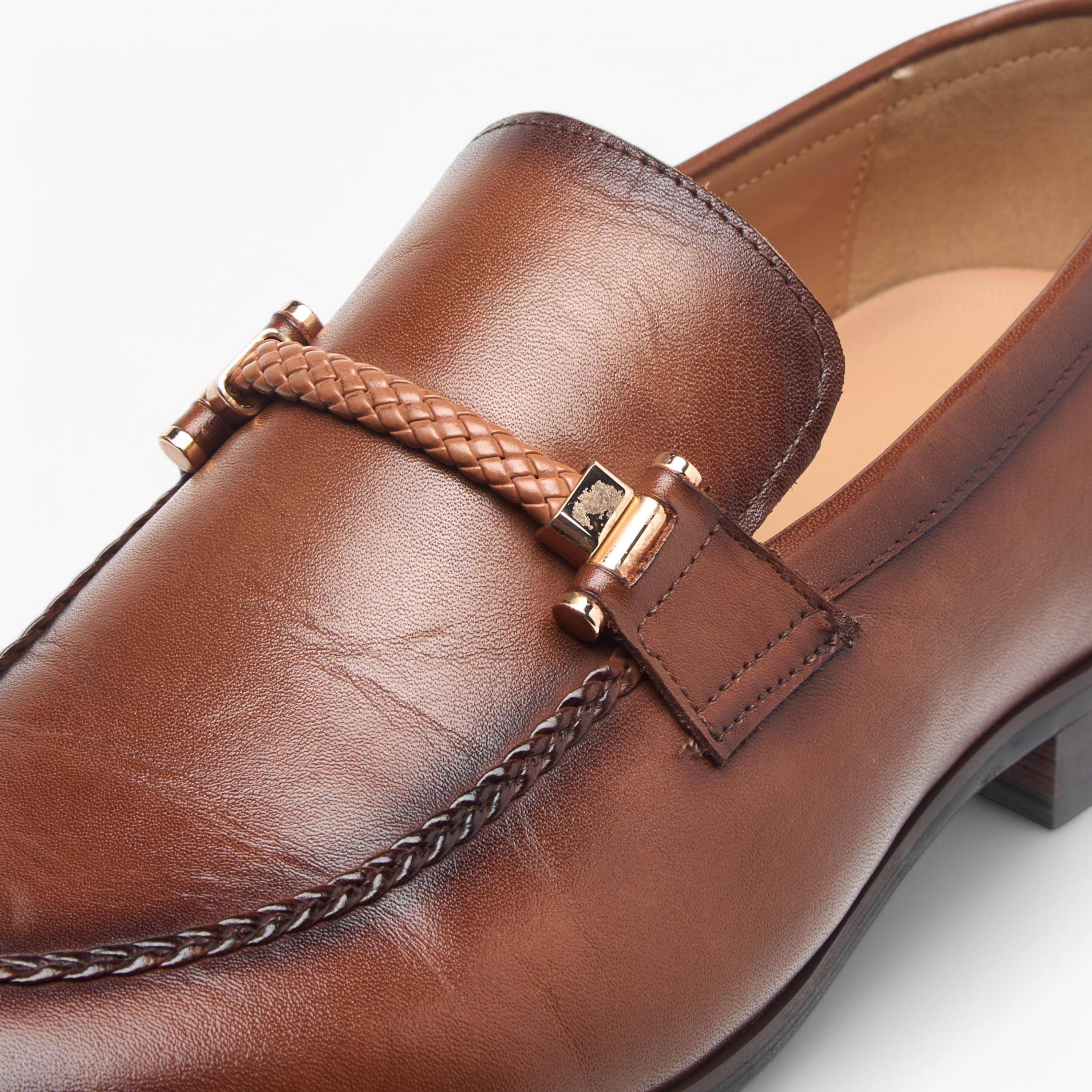 Duchini Men's Leather Solid Slip-On Loafers with Metal Accent-men-shoes-formalshoes-image-4