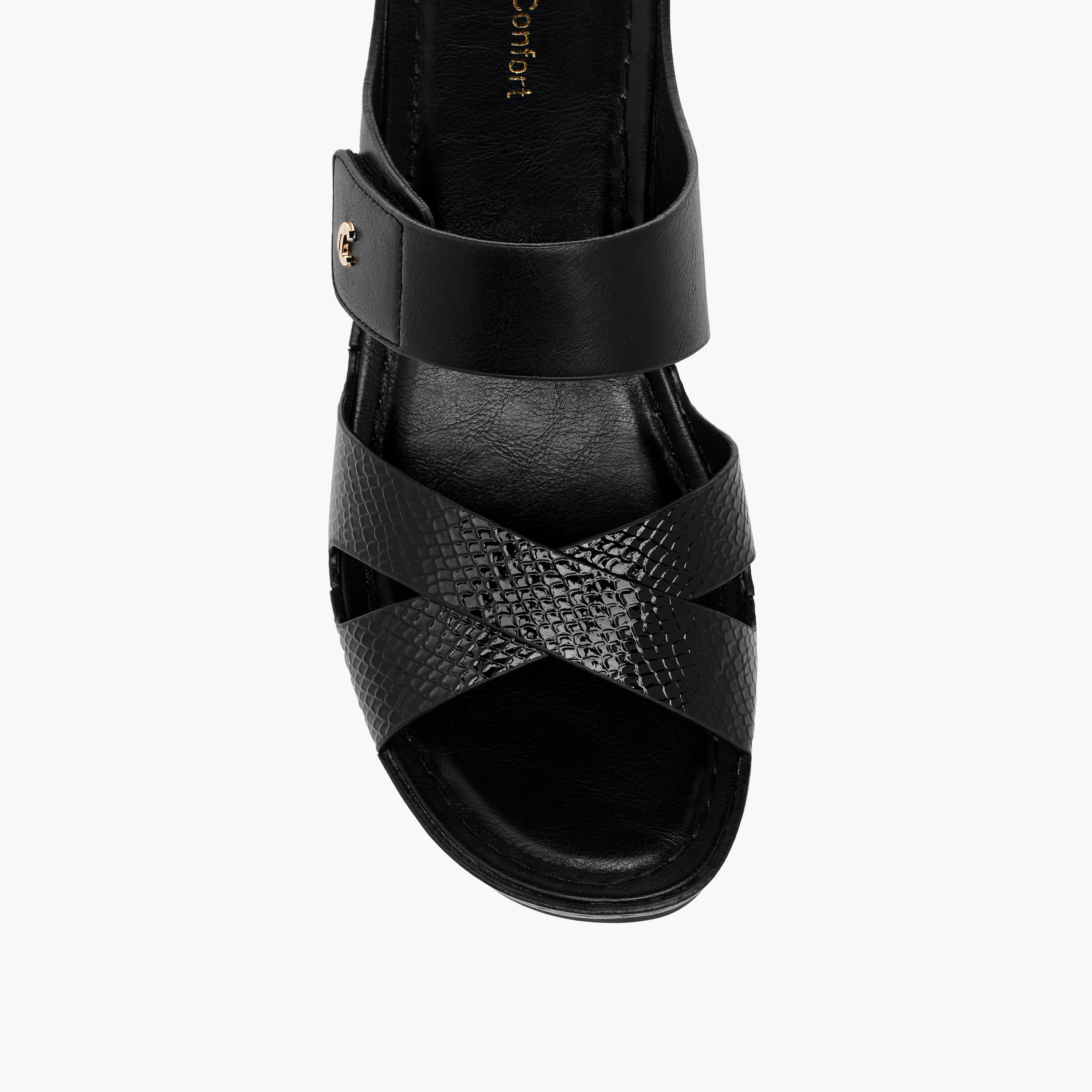 Le Confort Cross Strap Slip-On Comfort Sandals with Wedge Heels-women-shoes-sandals-heeled-image-4