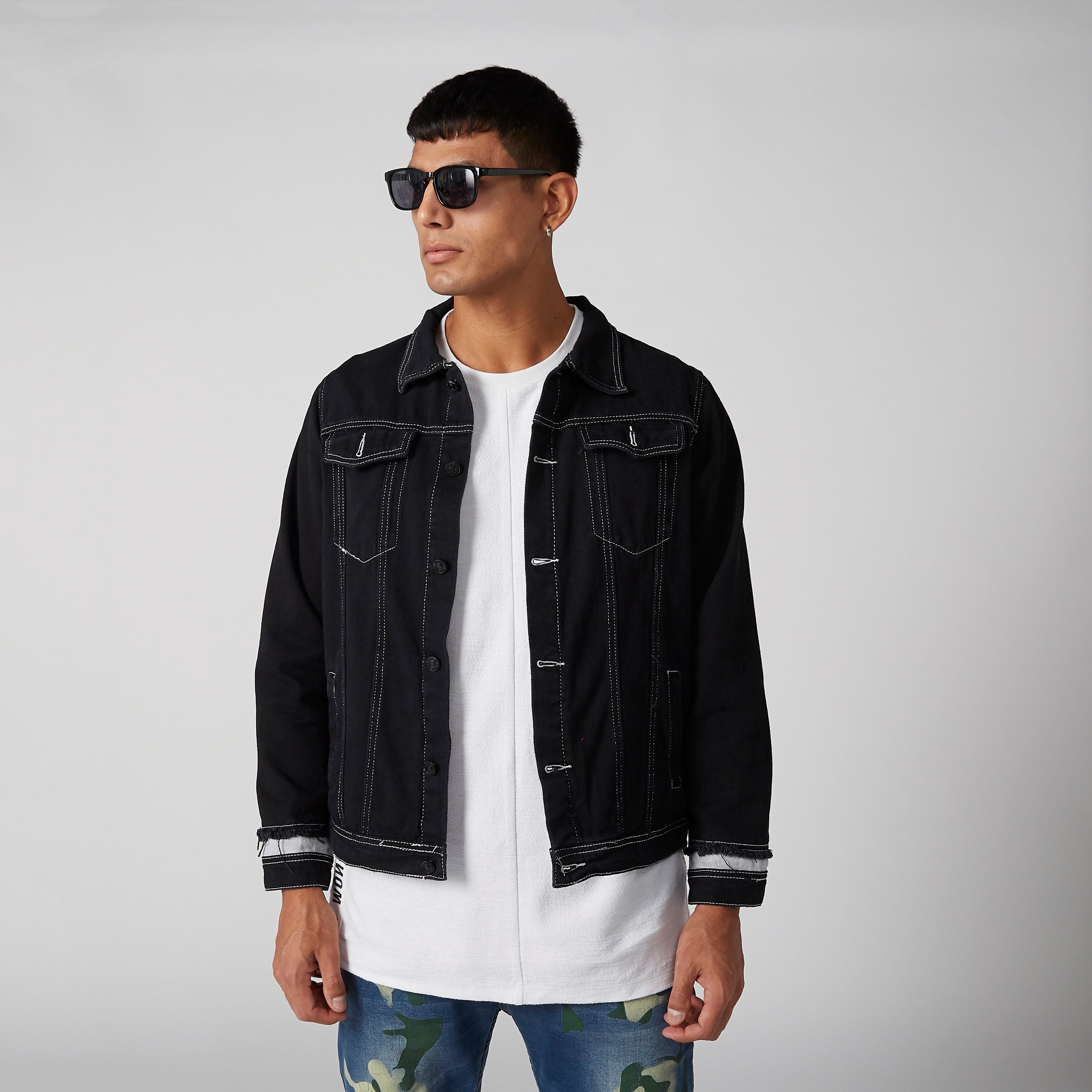 Striped Denim Jacket with Long Sleeves and Button Closure-men-clothing-jacketsandblazers-jackets-image-1