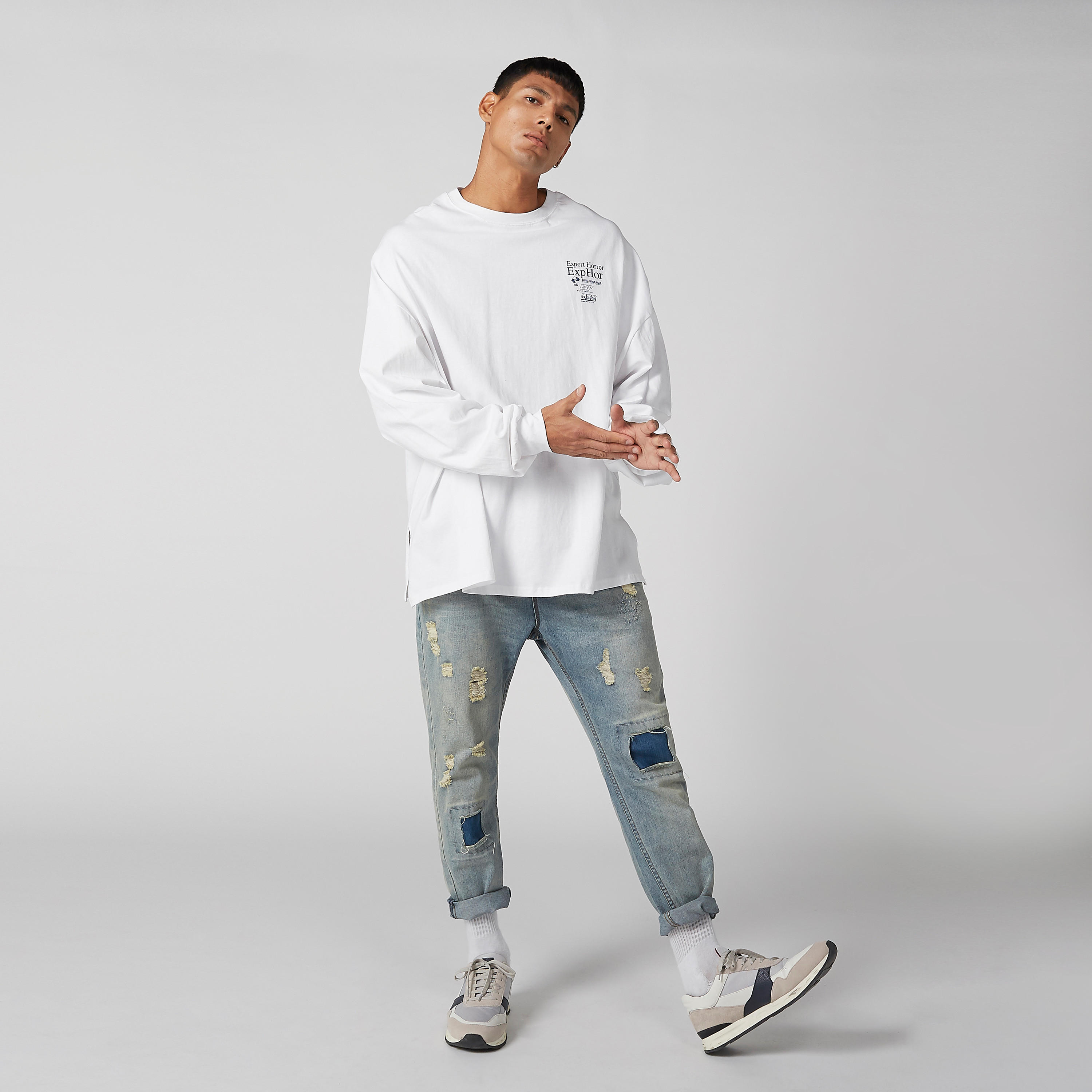 Printed T-Shirt with Cuffed Drop Shoulder Sleeves-men-clothing-tshirtsandpolos-tshirts-image-2