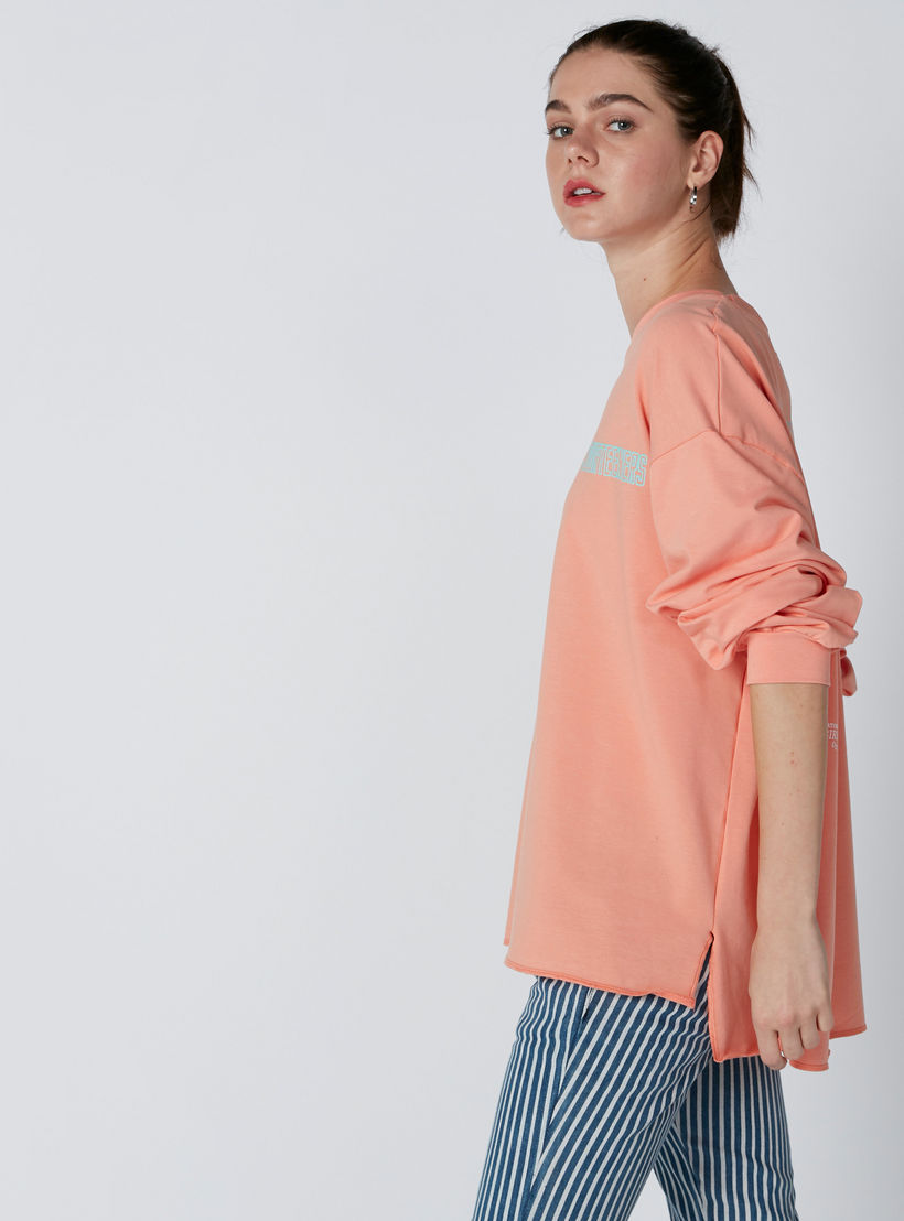 Printed Oversized Sweat Top with Round Neck and Long Sleeves-women-winterwear-hoodiesandsweatshirts-sweatshirts-image-4