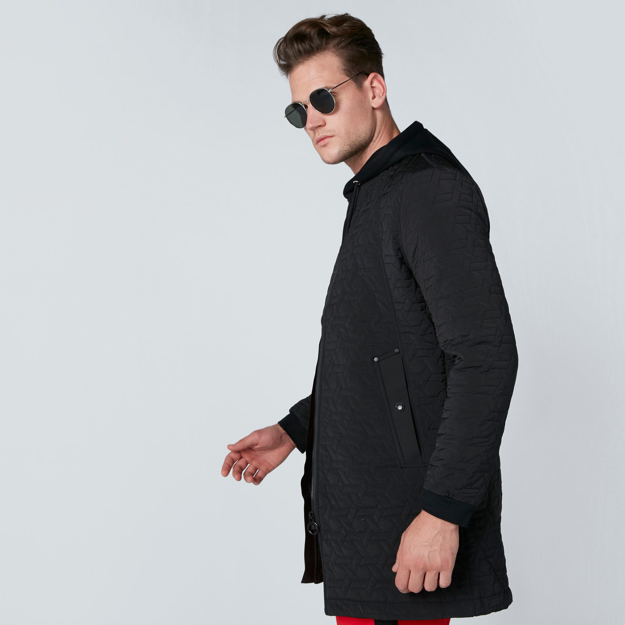 Textured Longline Jacket with Hood and Zip Closure-men-clothing-jacketsandblazers-coats-image-1