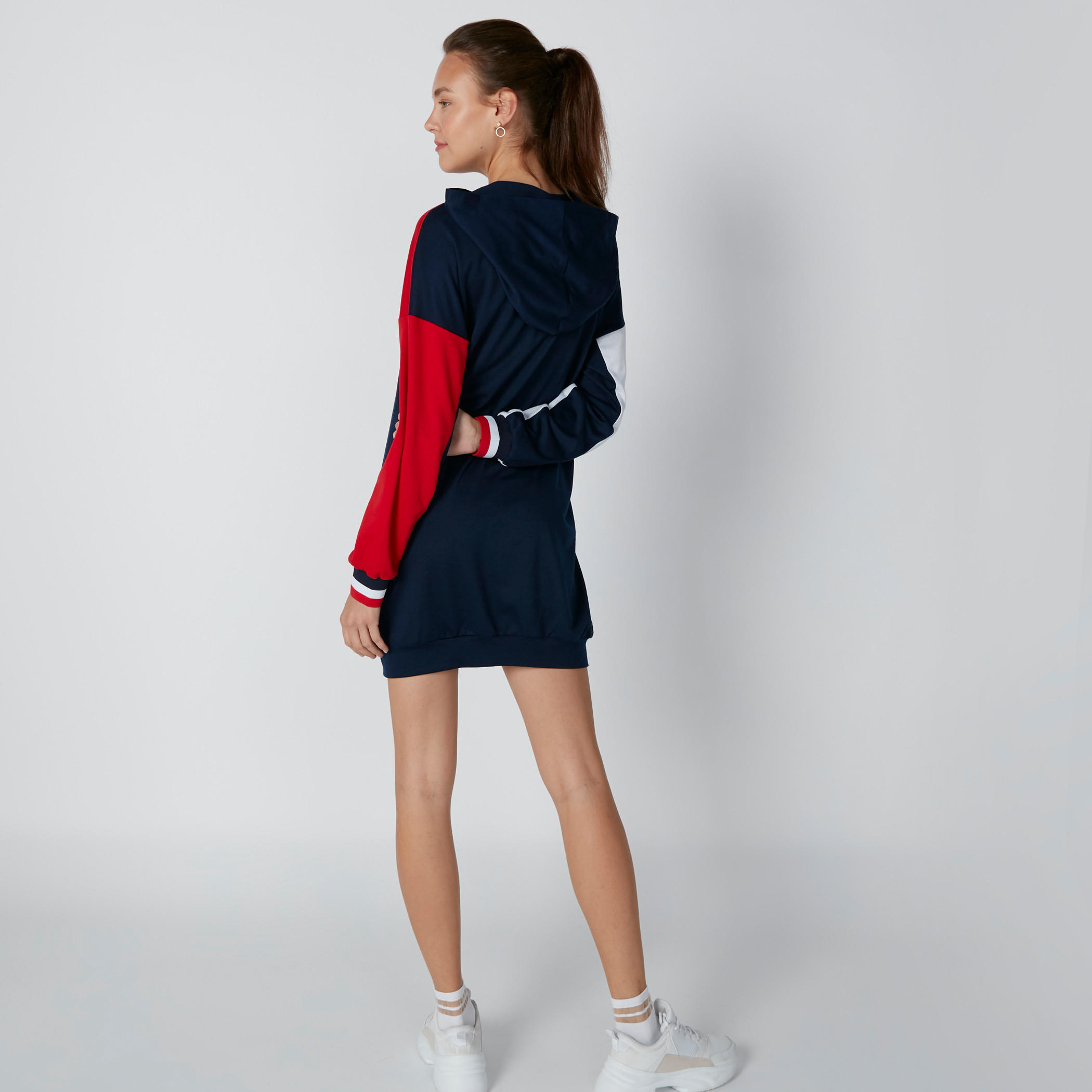 Printed Long Sleeves Sweatshirt Dress with Hood and Pocket Detail-women-clothing-dresses-image-2