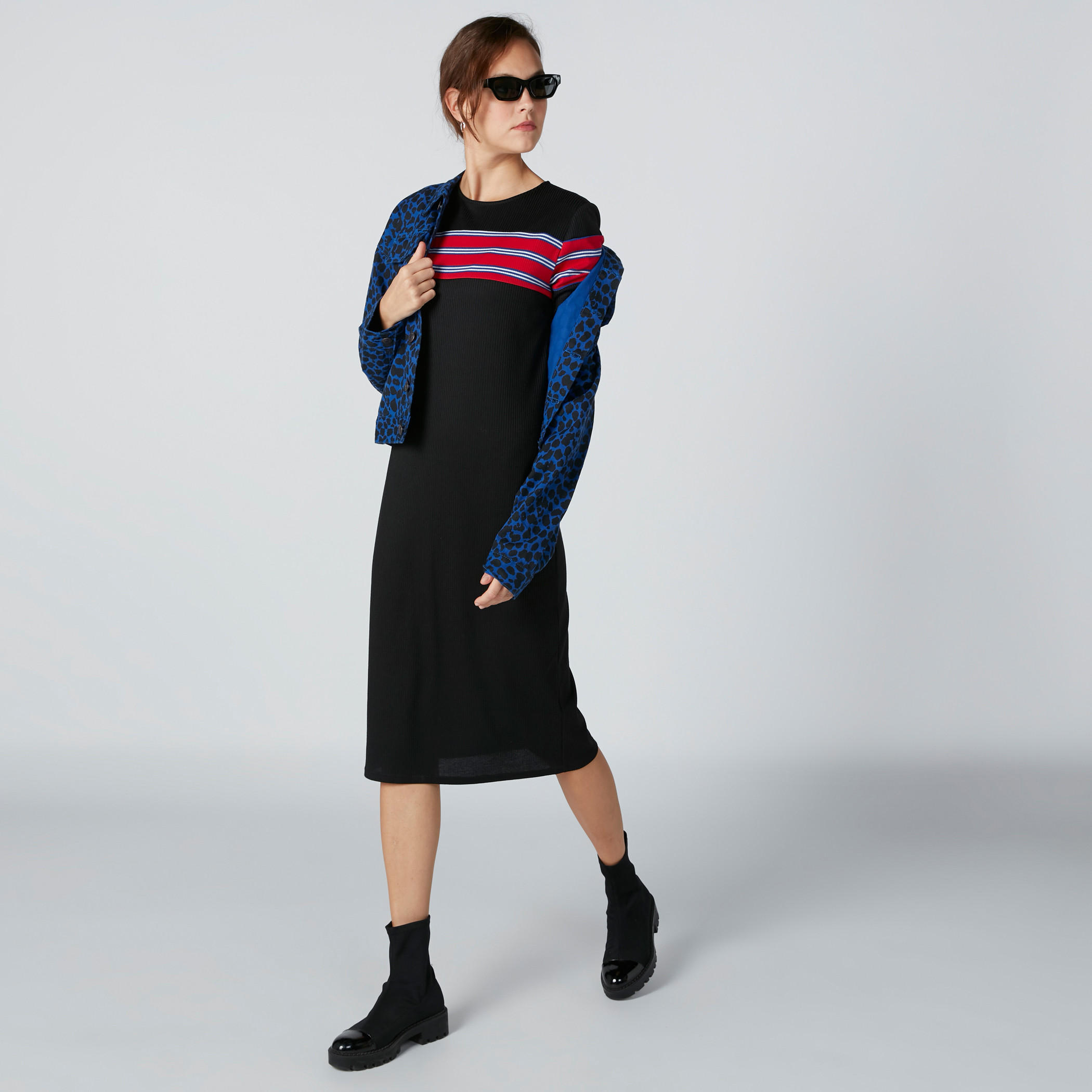 Striped Midi Dress with Short Sleeves-women-clothing-dresses-image-1