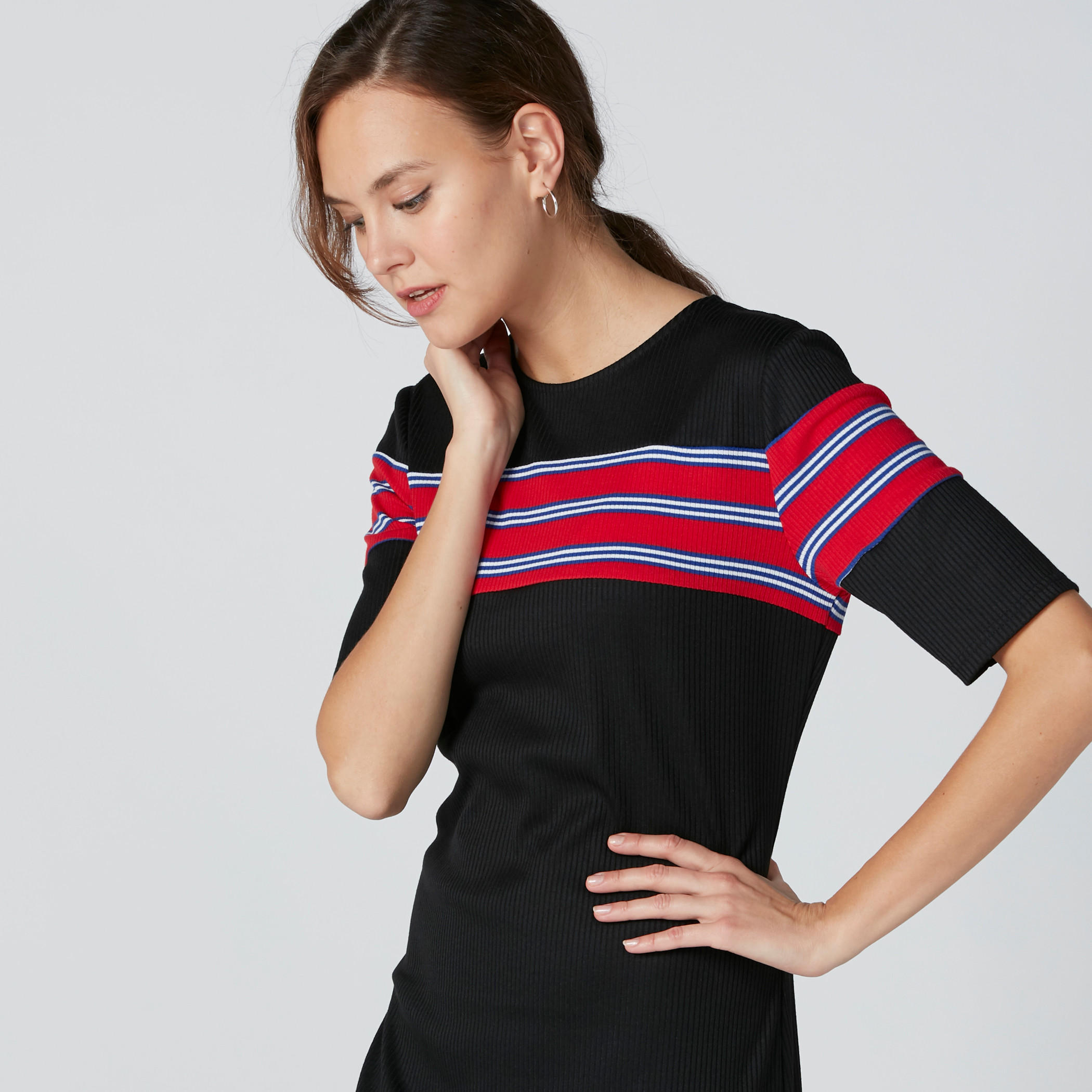 Striped Midi Dress with Short Sleeves-women-clothing-dresses-image-4