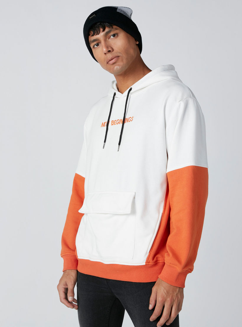 Embroidered Hooded Sweatshirt with Long Sleeves and Pocket Detail-men-winterwear-hoodiesandsweatshirts-image-1