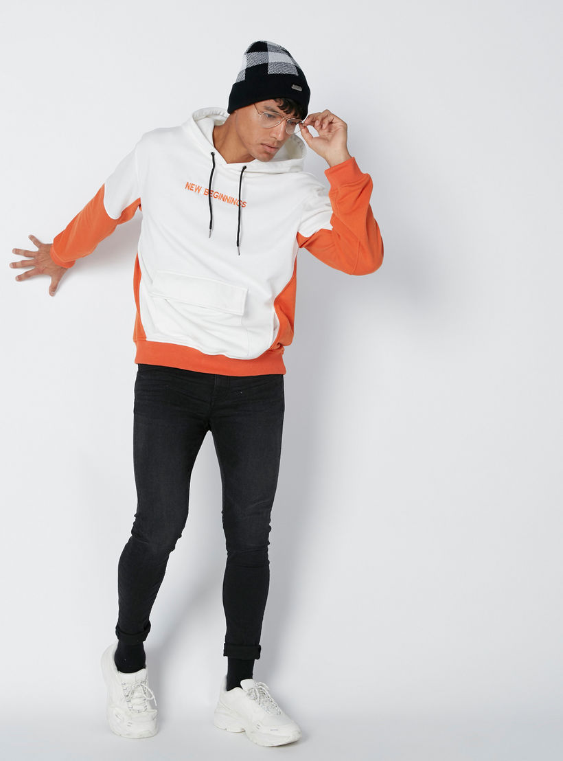 Embroidered Hooded Sweatshirt with Long Sleeves and Pocket Detail-men-winterwear-hoodiesandsweatshirts-image-3