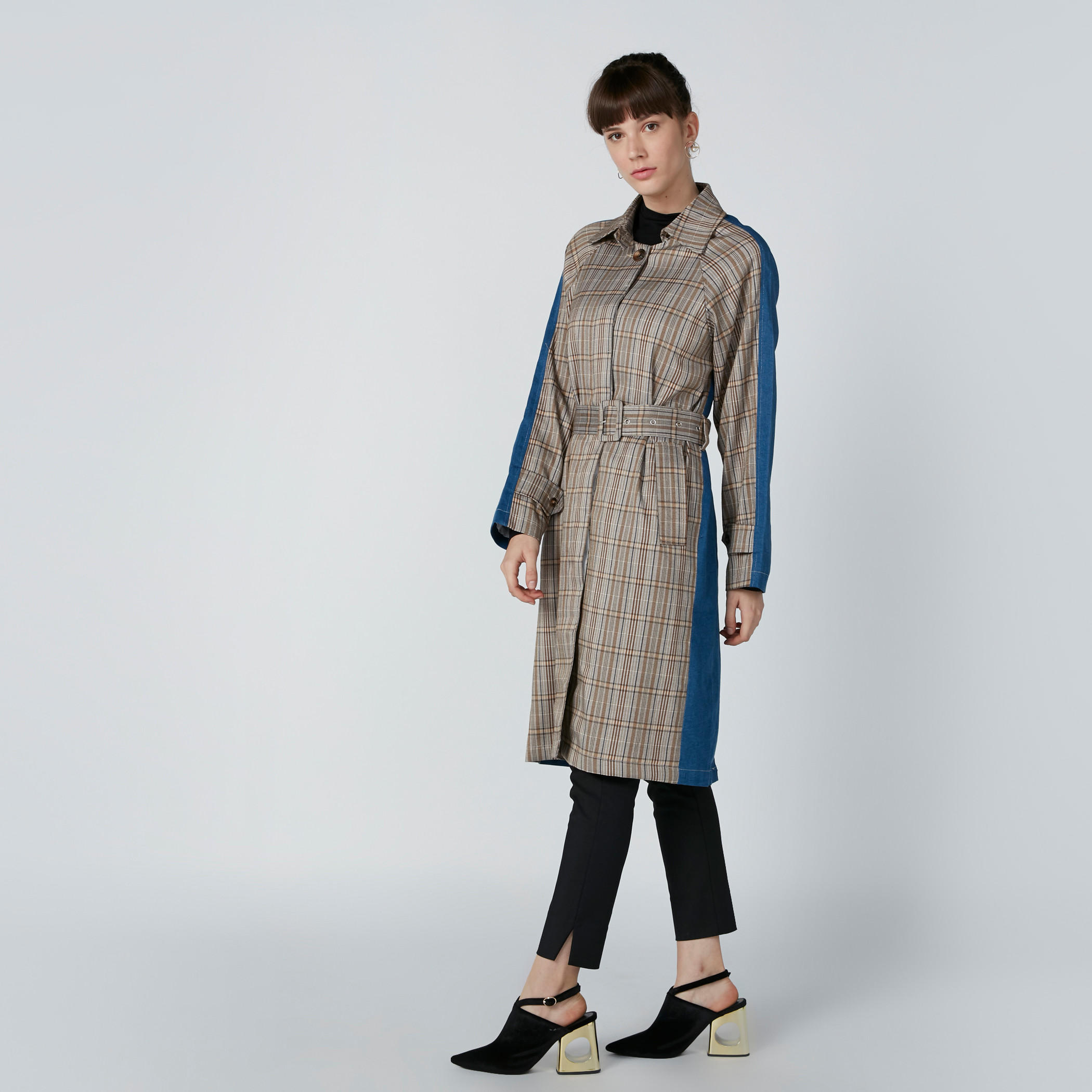 Chequered Overcoat in Regular Fit-women-clothing-coatsandjackets-coats-image-1