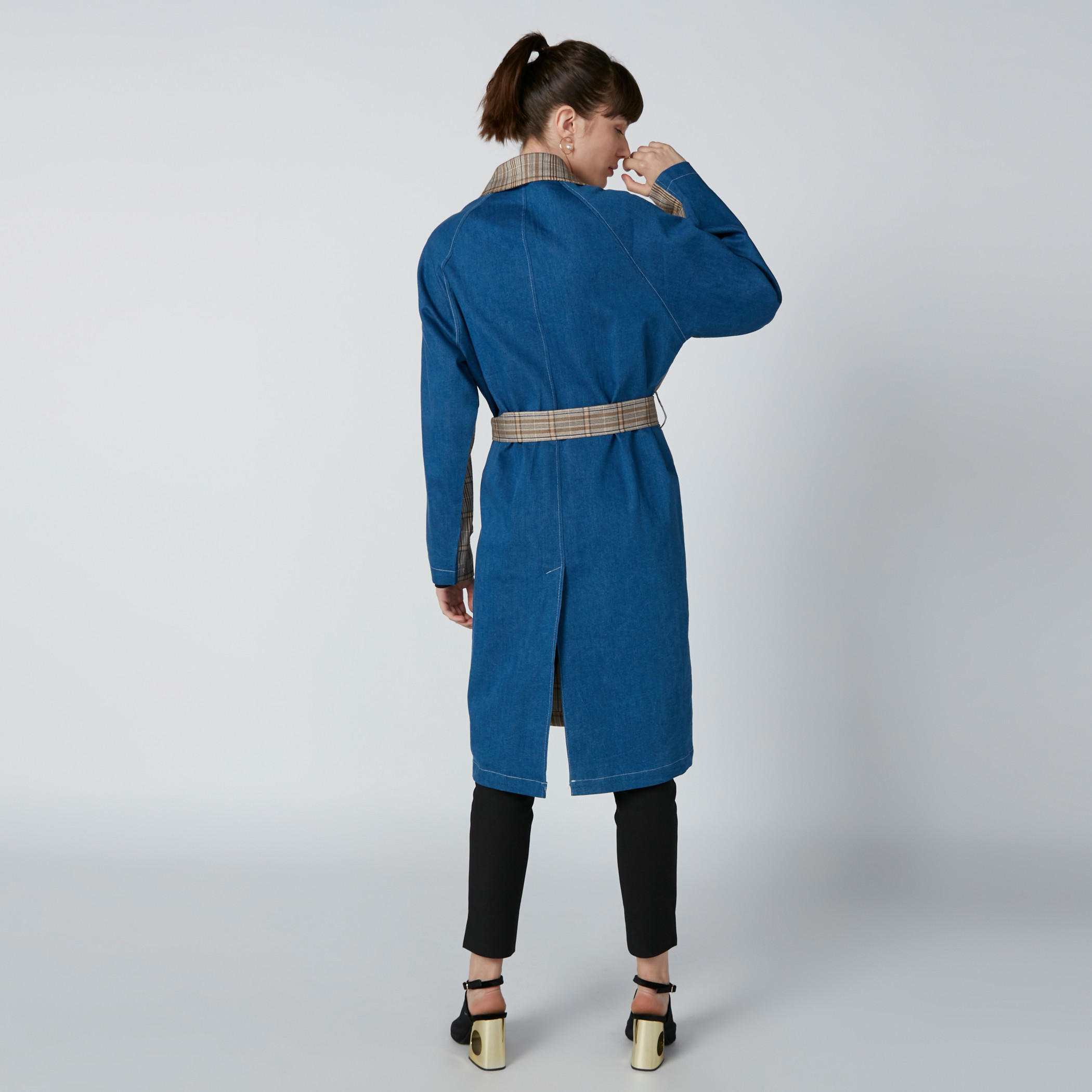 Chequered Overcoat in Regular Fit-women-clothing-coatsandjackets-coats-image-2