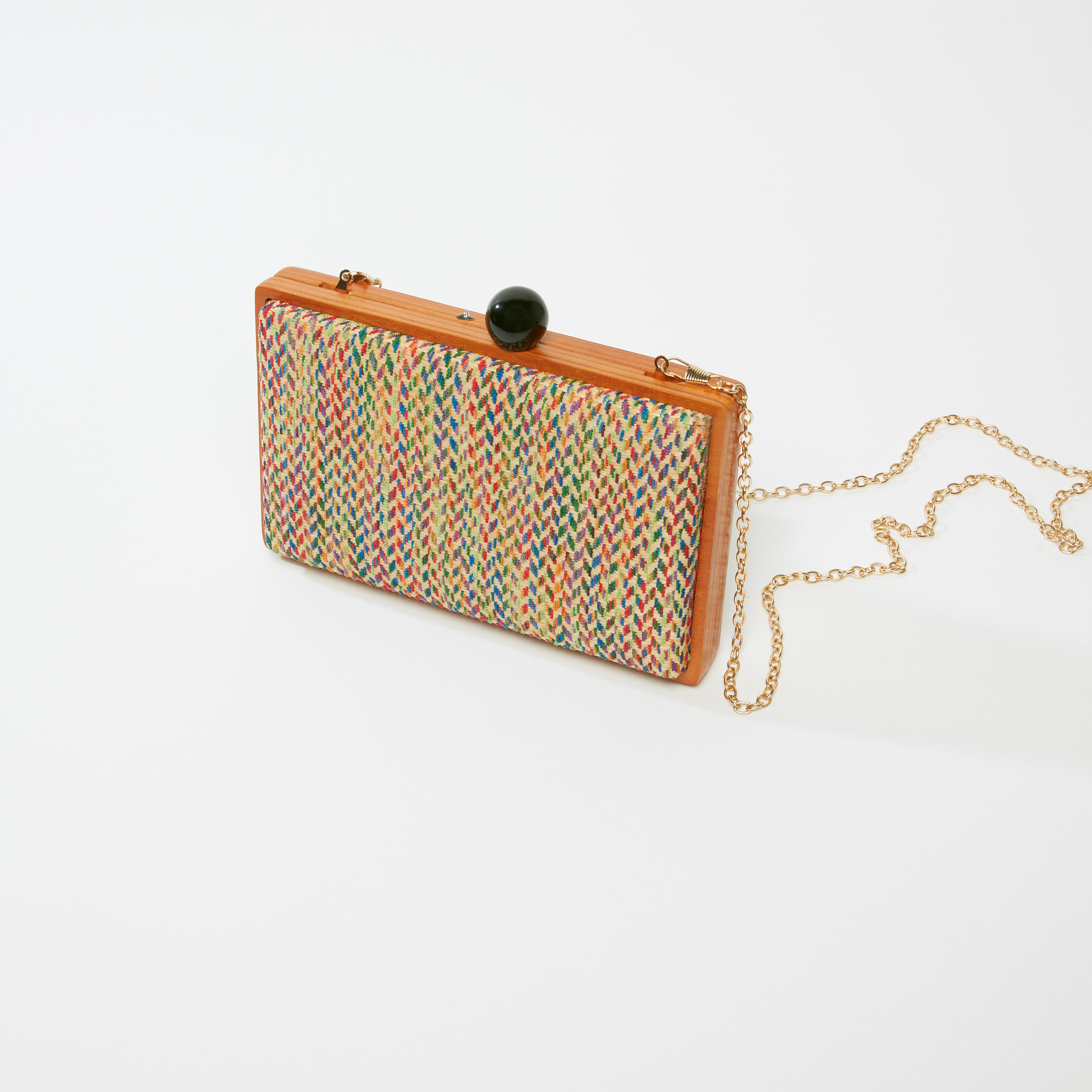Textured Clutch with Metallic Chain-women-bagsandwallets-handbags-image-3