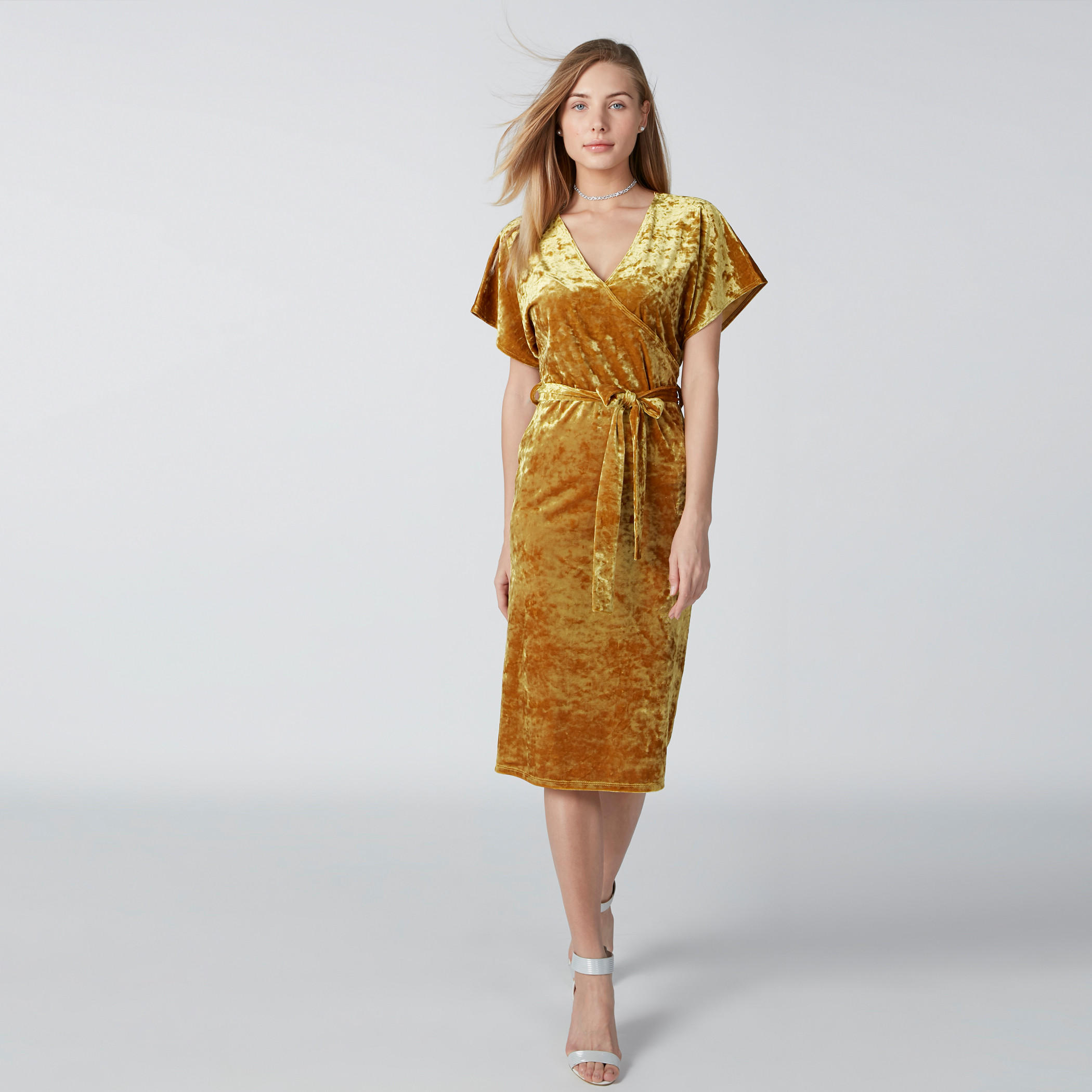 Textured A-Line Midi Dress with Tie Up Belt-women-clothing-dresses-image-1