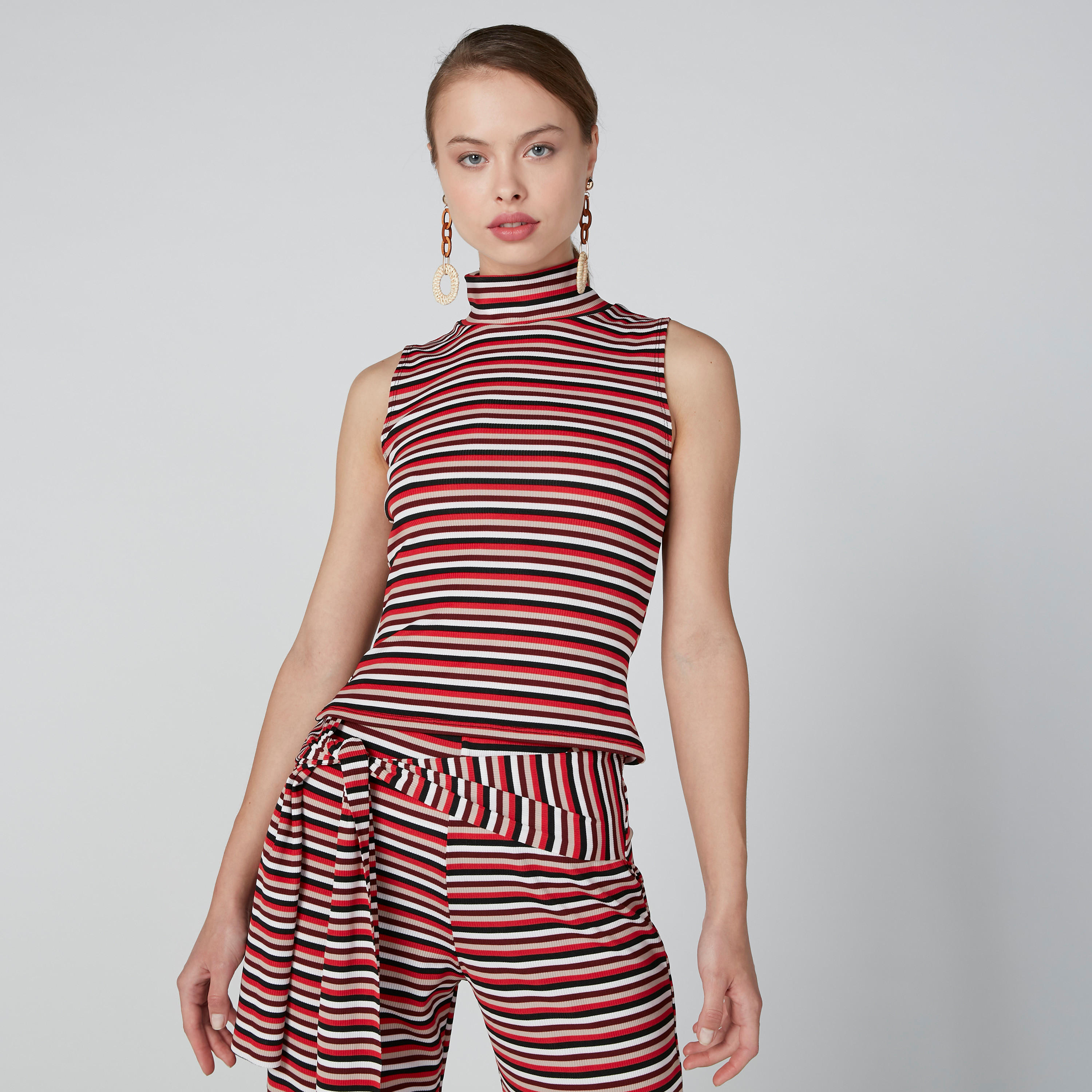 Striped Sleeveless Top with High Neck-women-clothing-shirtsandblouses-blouses-image-1