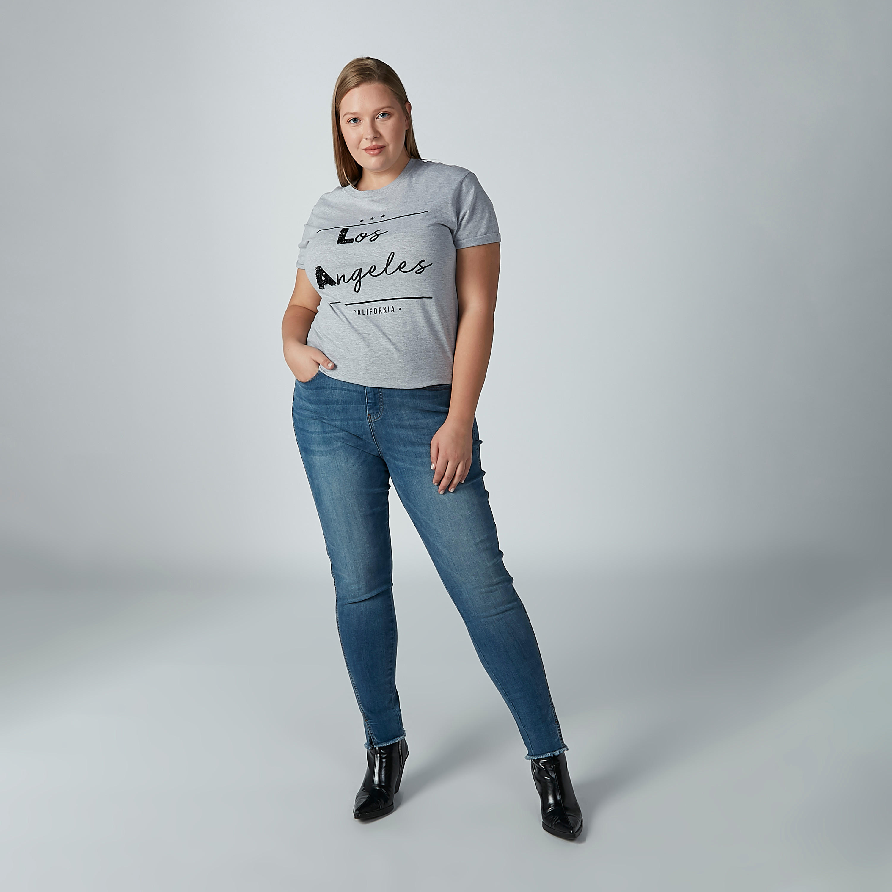 Printed Crew Neck T-shirt with Short Sleeves-women-clothing-tshirts-image-1