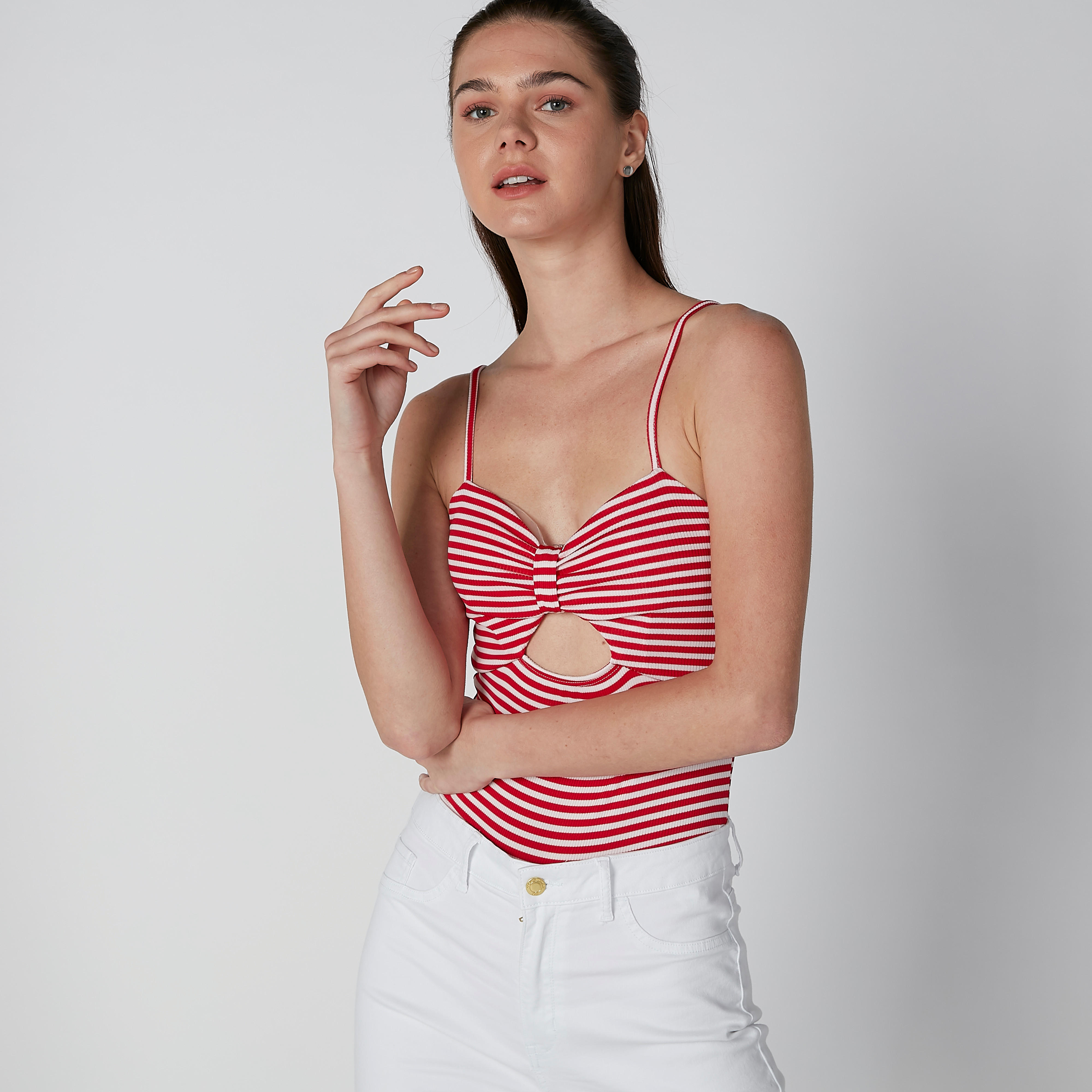 Striped Top with Sweetheart Neckline and Spaghetti Straps-women-clothing-shirtsandblouses-blouses-image-4