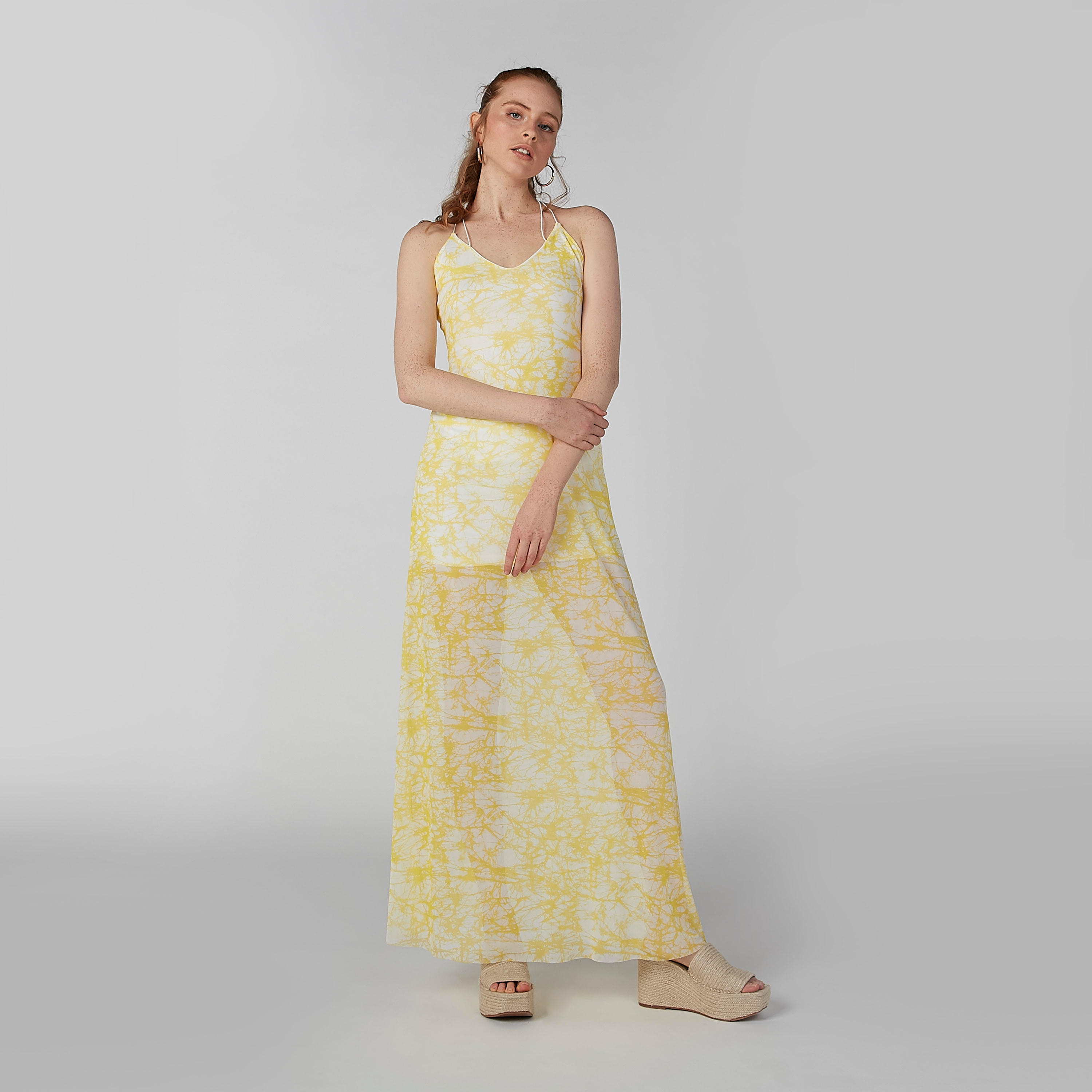 فستان إيه لاين طويل بحمّالات وياقة V وطبعات-women-clothing-dresses-image-1