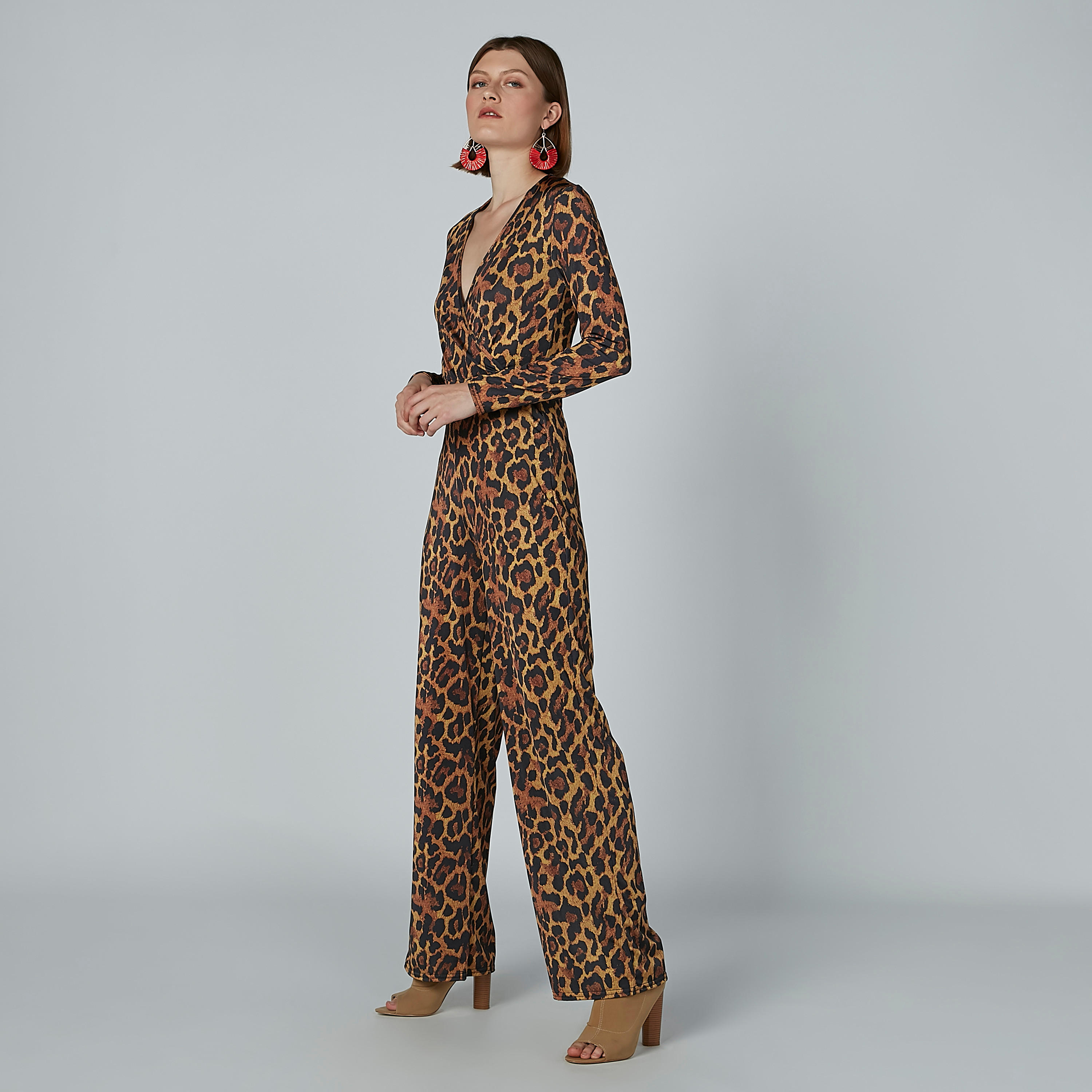 أفرول بياقة V وأكمام طويلة وطبعات حيوانات-women-clothing-jumpsuits-image-4
