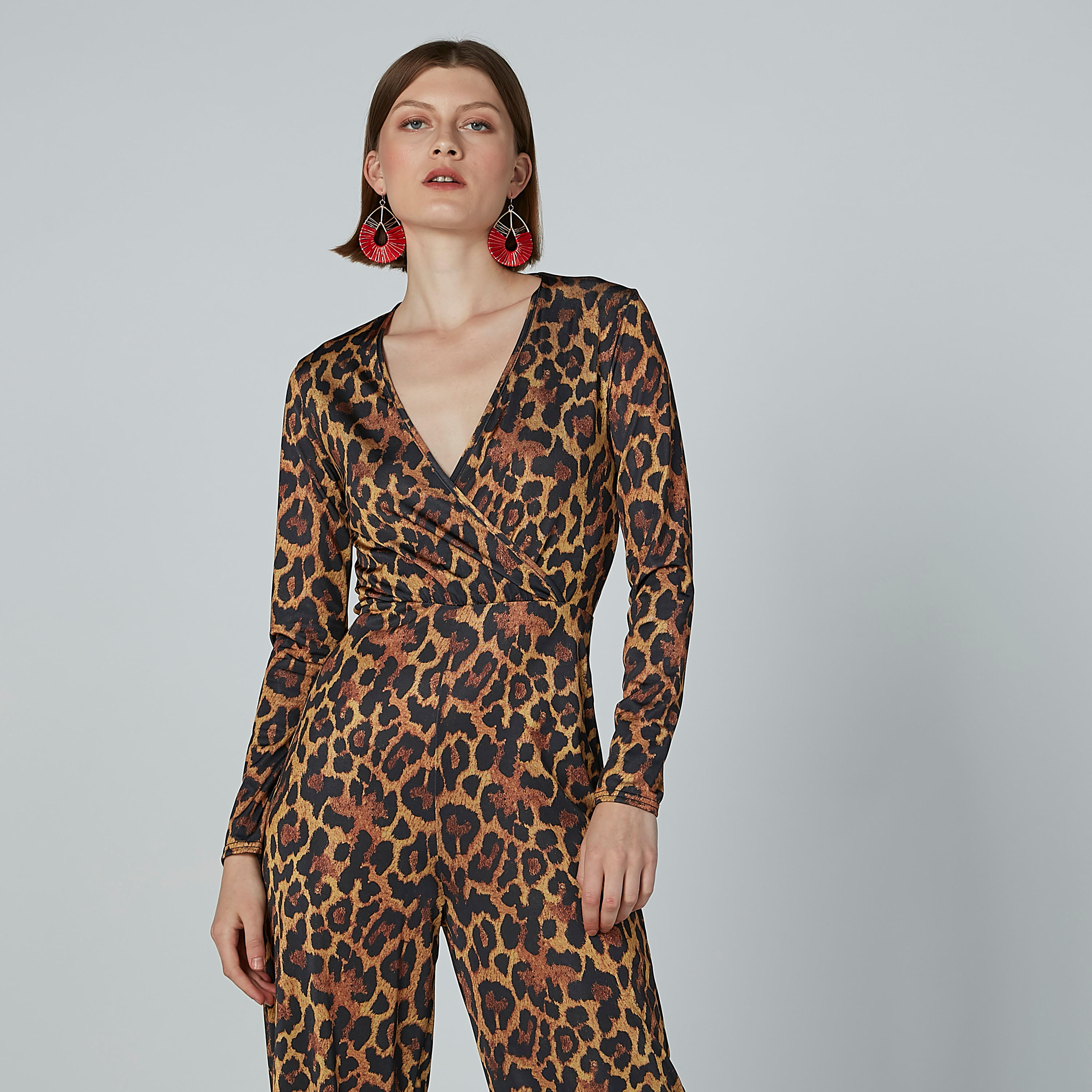أفرول بياقة V وأكمام طويلة وطبعات حيوانات-women-clothing-jumpsuits-image-6