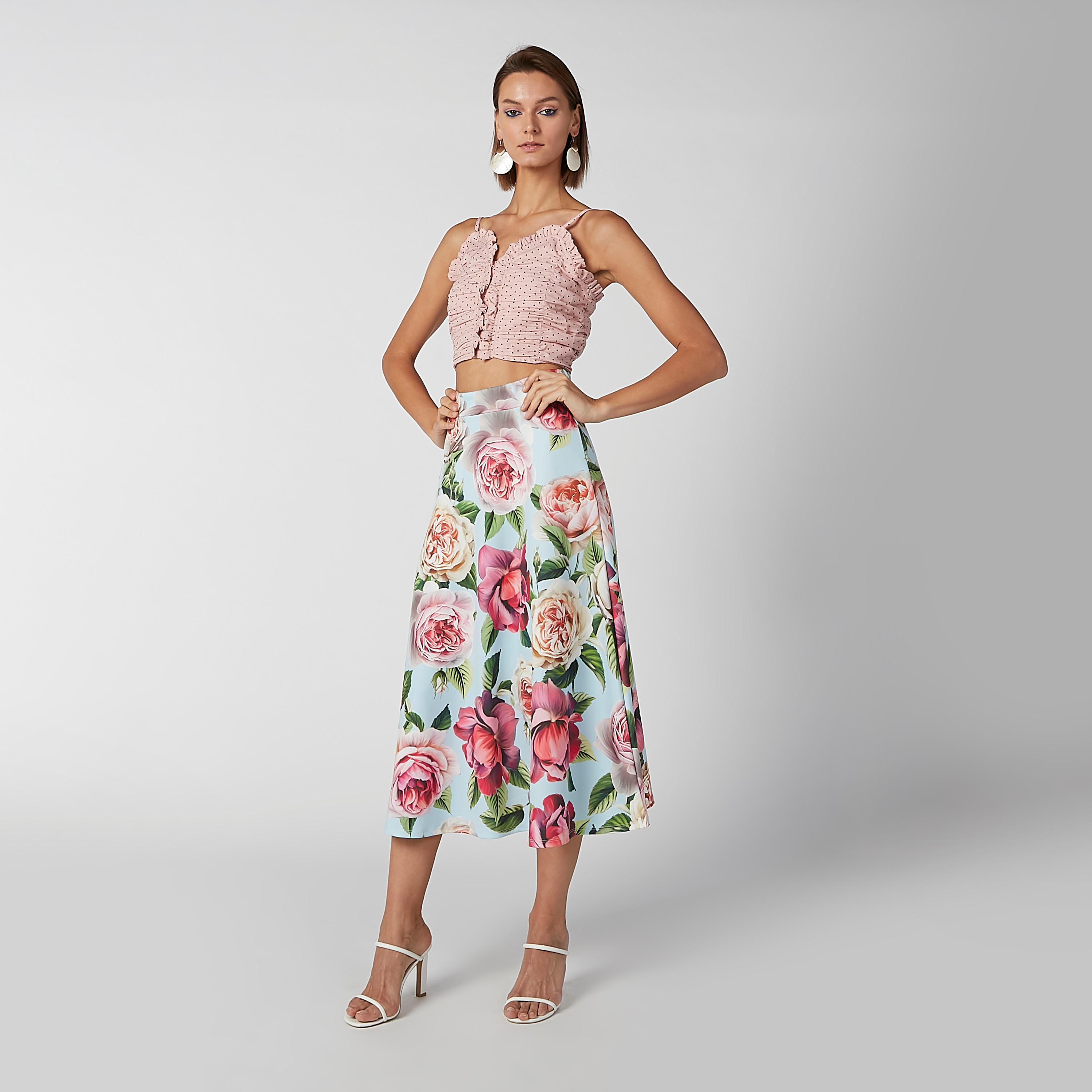 تنورة إيه لاين متوسطة الطول بخصر مطّاطي وطبعات زهرية-women-clothing-bottoms-skirts-image-5