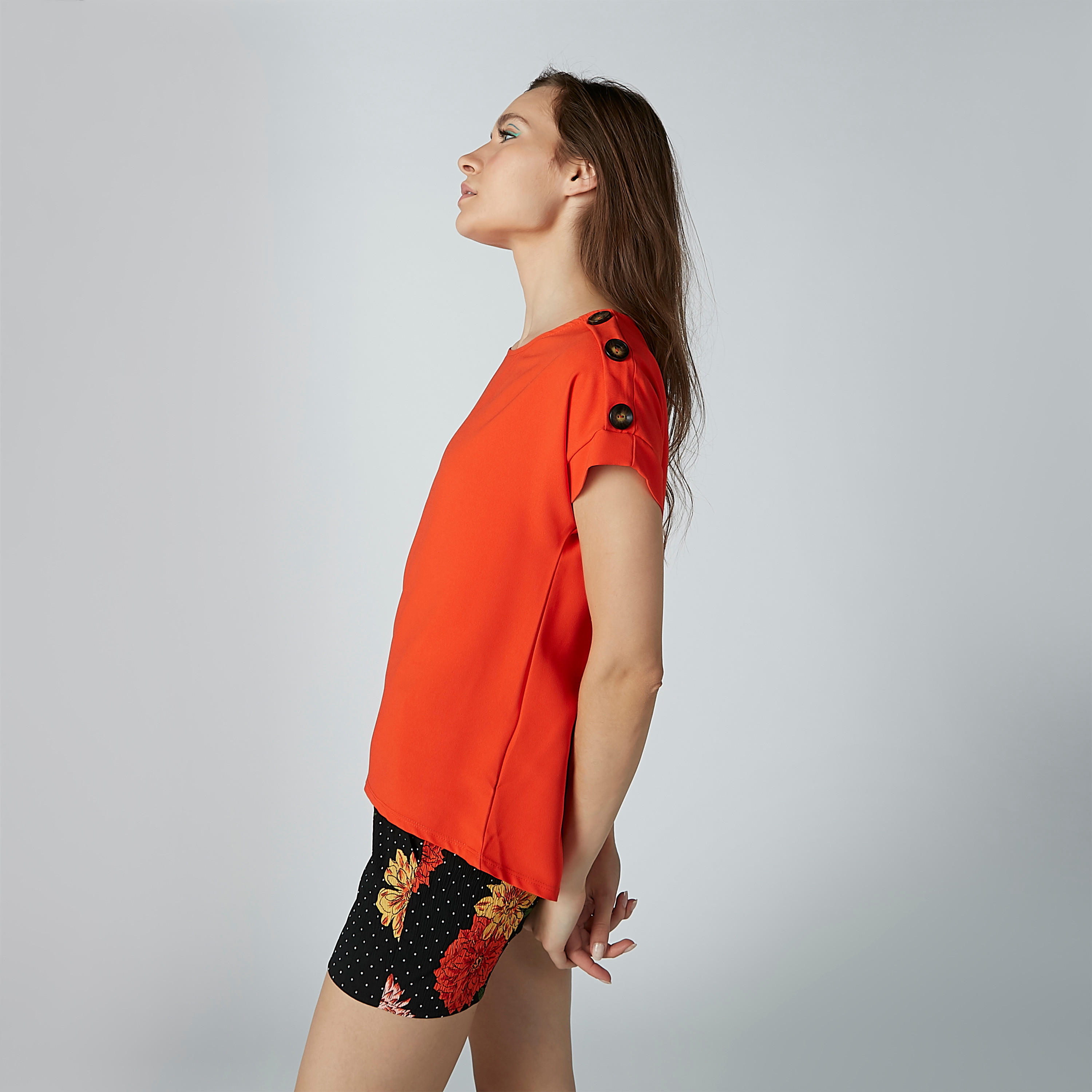 Solid Top with Extended Sleeves and Button Detail-women-clothing-shirtsandblouses-blouses-image-4