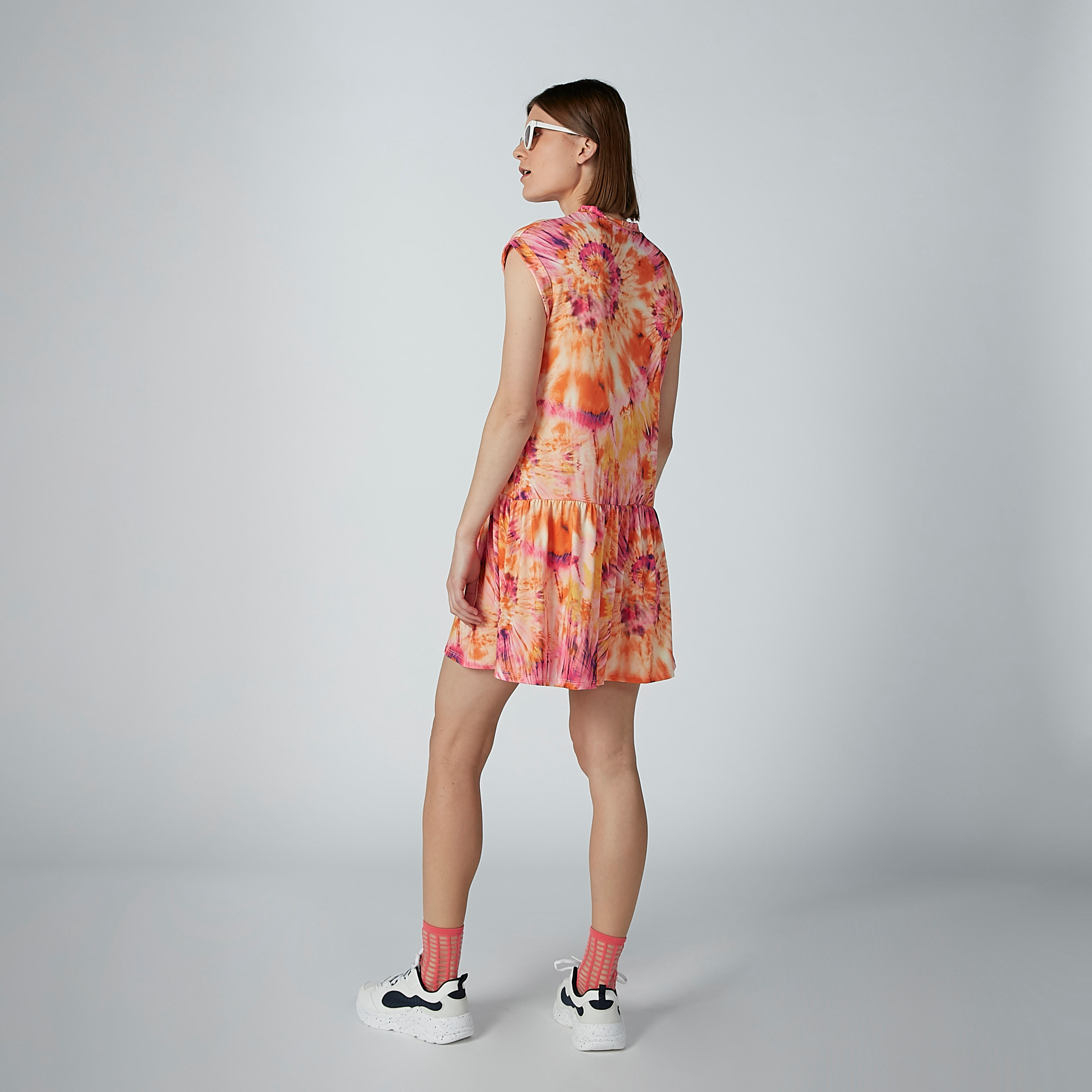 Printed Tunic with Crew Neck and Cap Sleeves-women-clothing-dresses-image-3