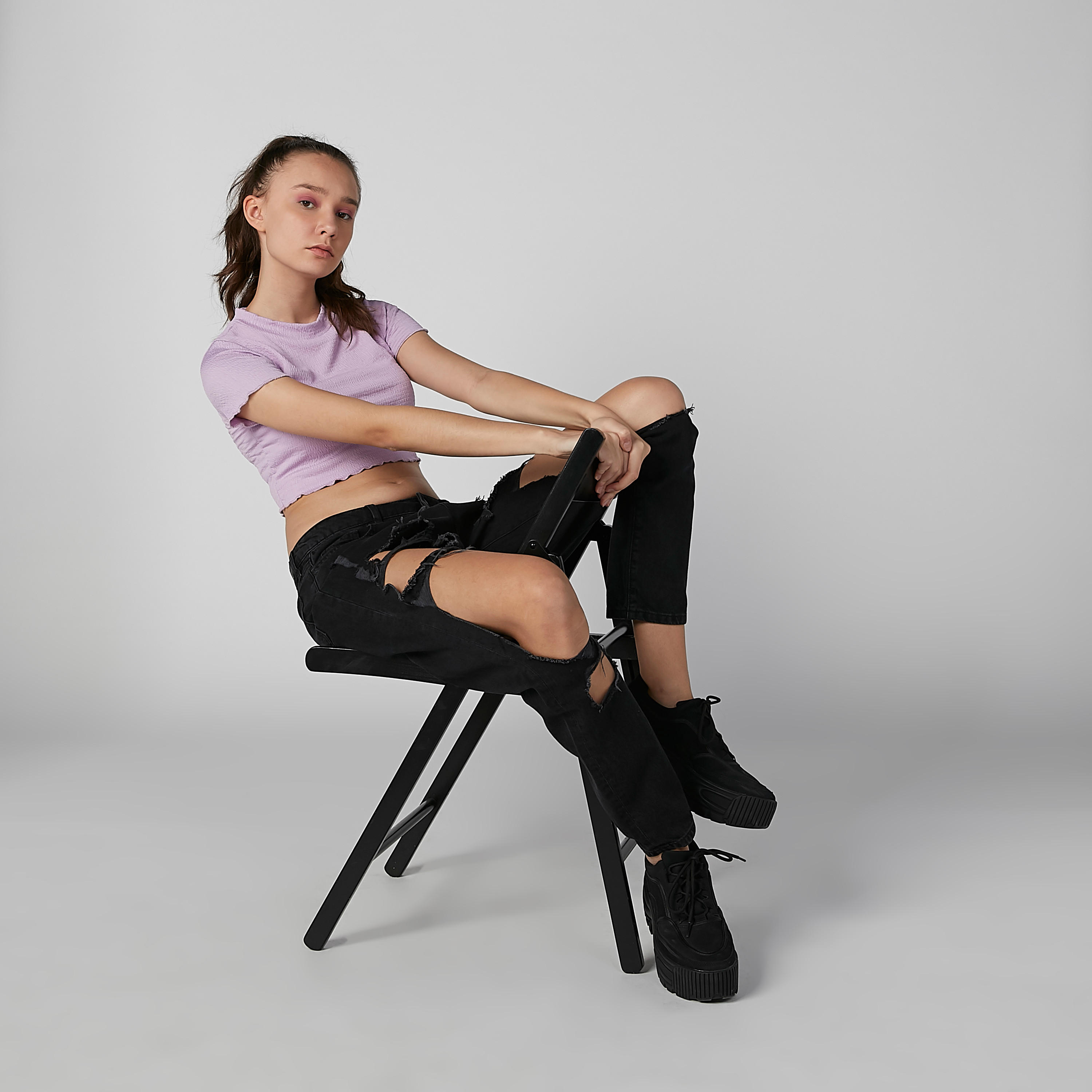 Textured Crop Top with Round Neck and Short Sleeves-women-clothing-shirtsandblouses-blouses-image-2