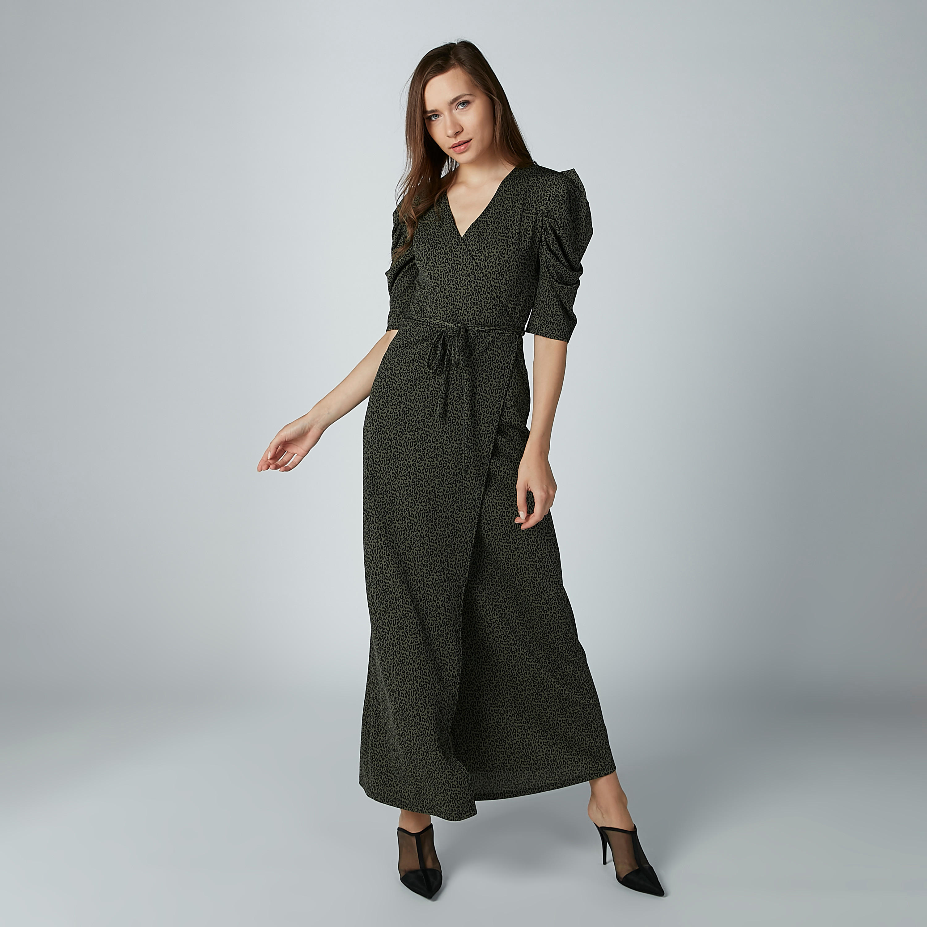 فستان طويل ملفوف بأكمام قصيرة وأربطة-women-clothing-dresses-image-1