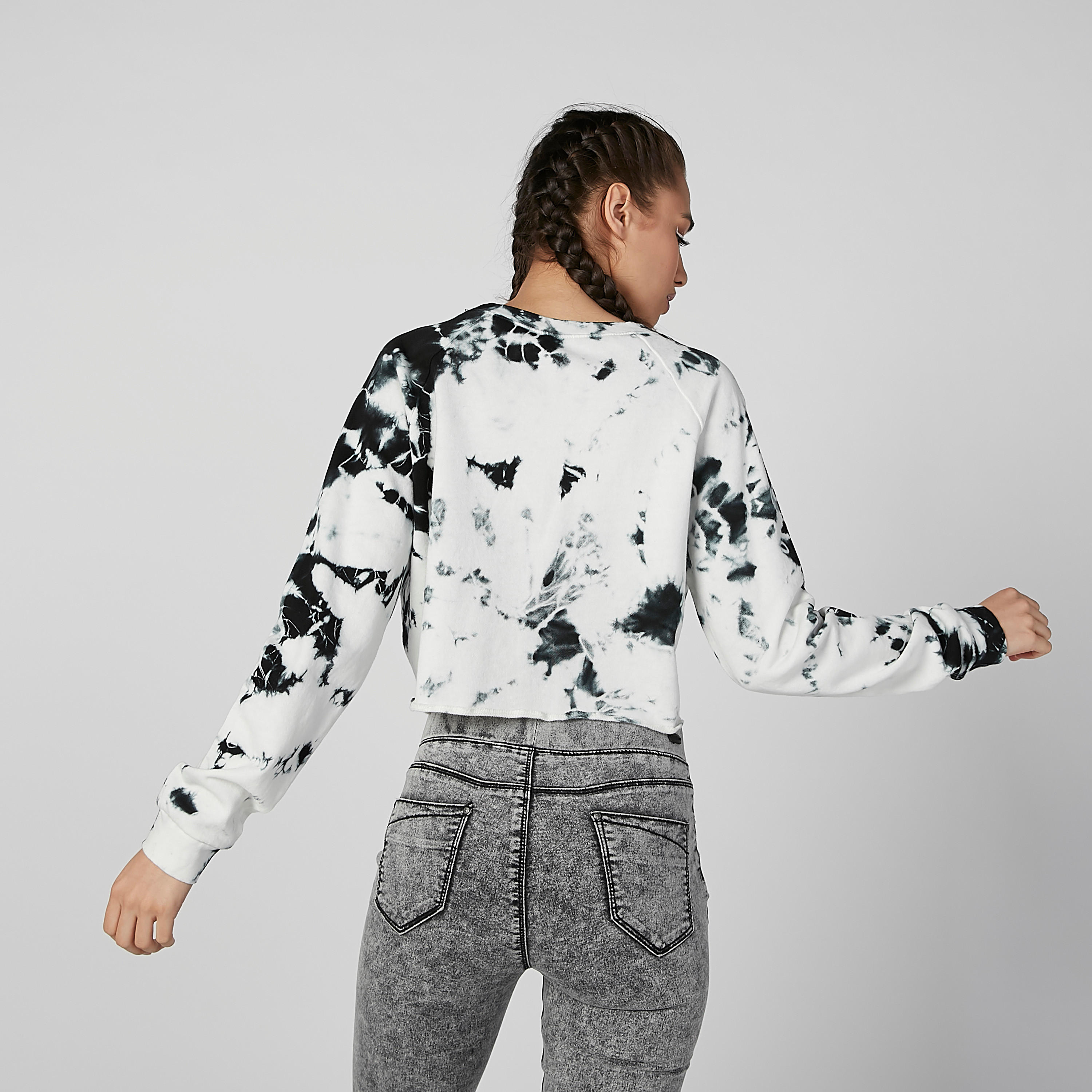 Printed Crop Top with Round Neck and Raglan Sleeves-women-clothing-tshirts-image-5