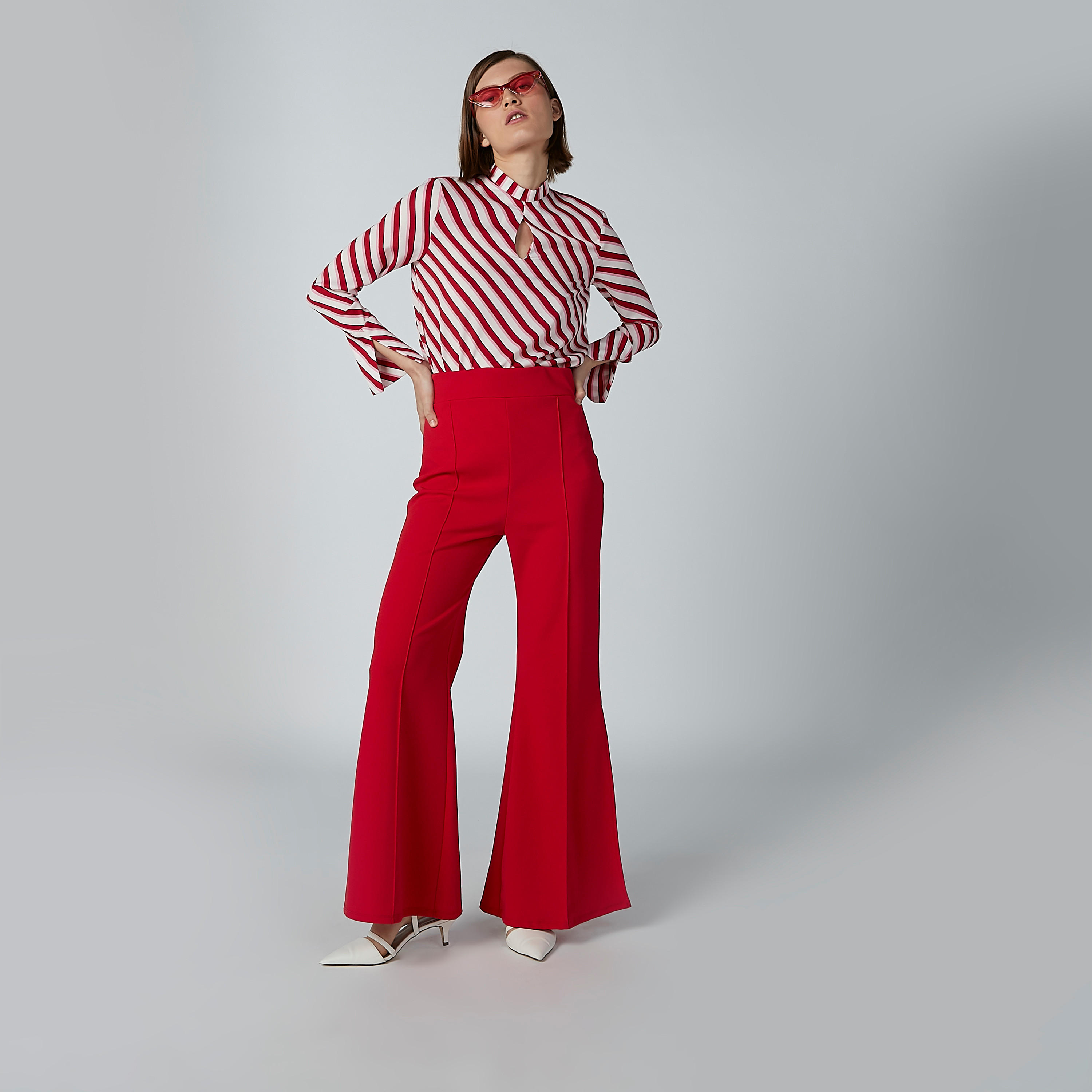 بنطال بالازو سادة بقصّة واسعة وفتحة-women-clothing-bottoms-trousers-image-4