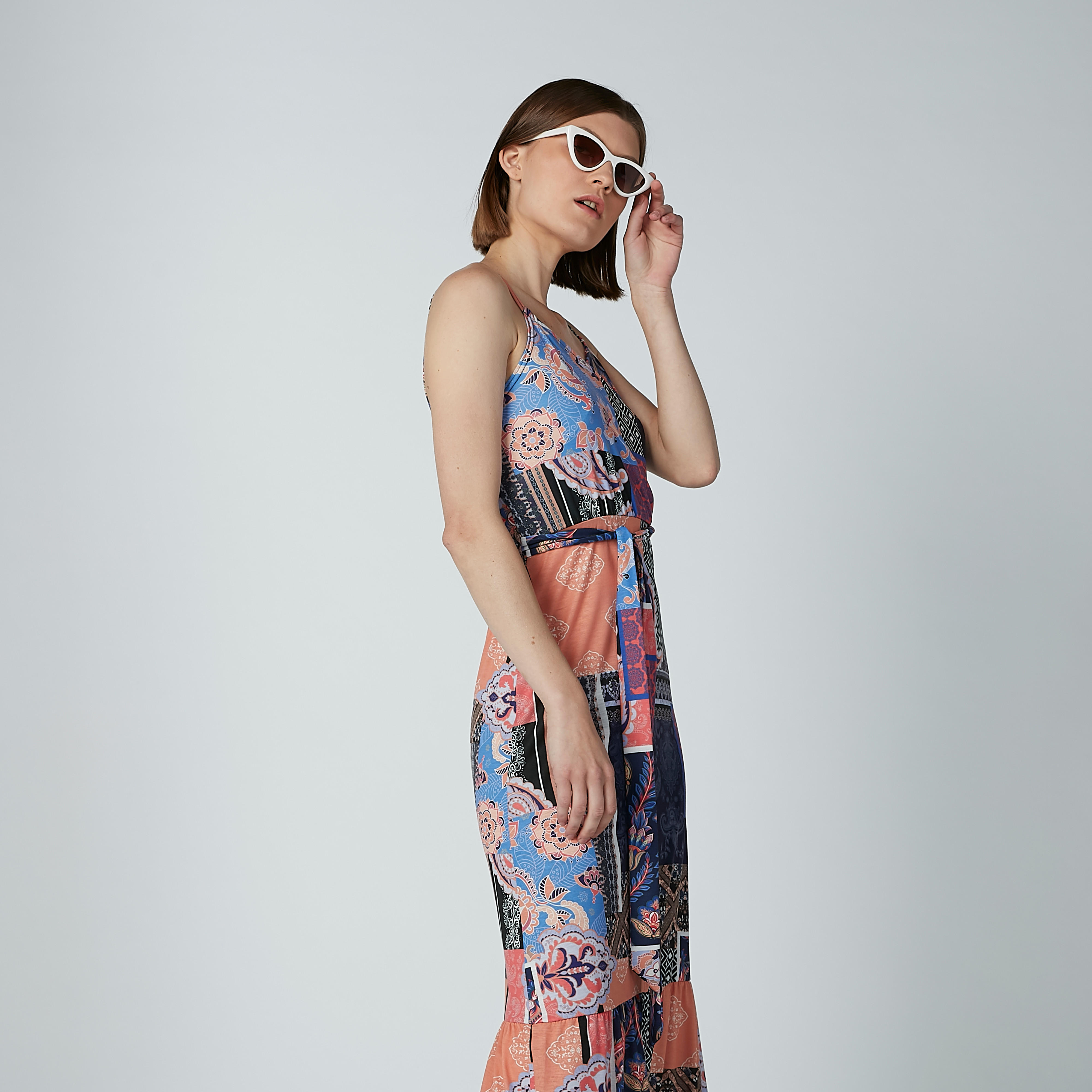 فستان طويل بياقة V وأربطة وطبعات-women-clothing-dresses-image-3