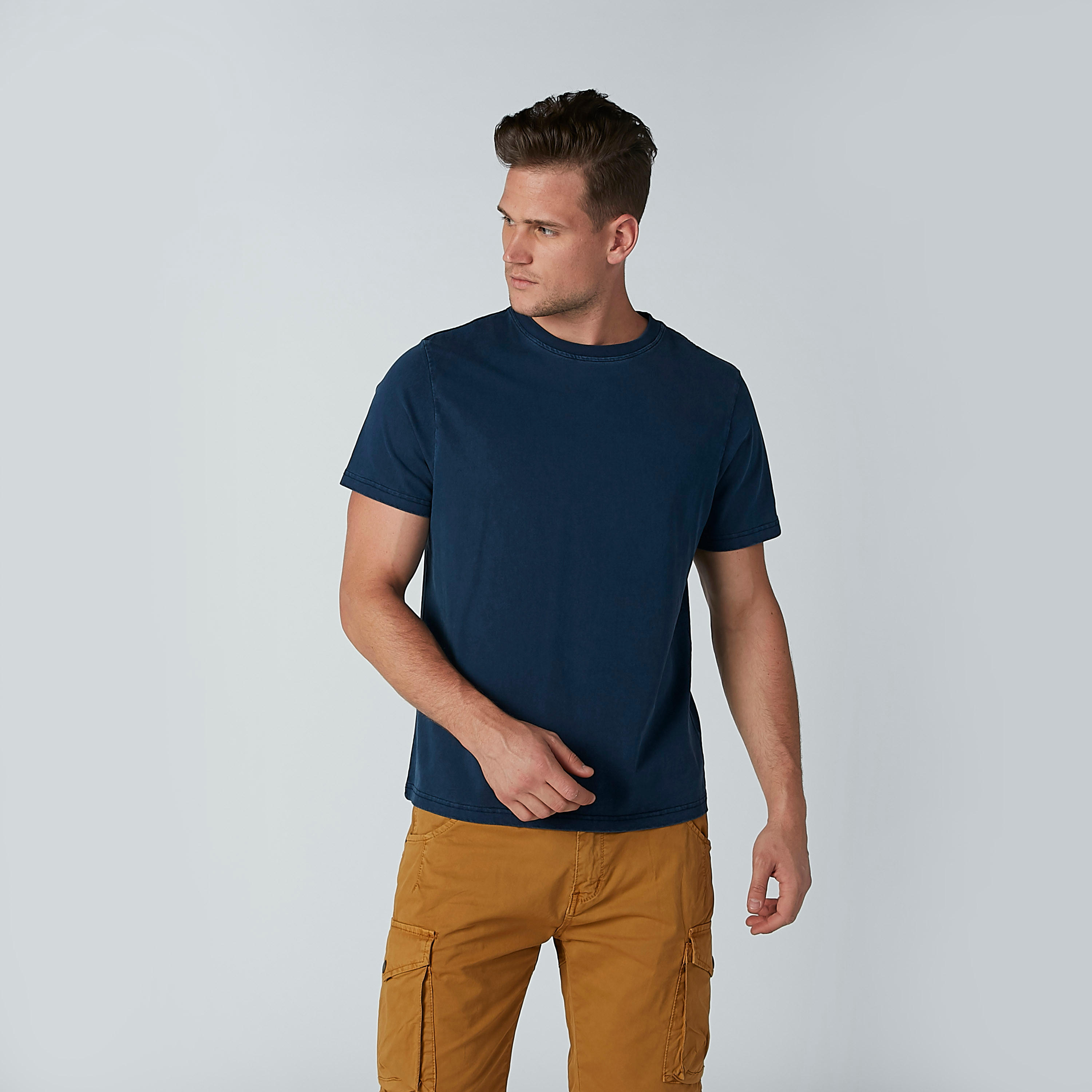 Plain T-shirt with Round Neck and Short Sleeves-men-clothing-tshirtsandpolos-tshirts-image-2