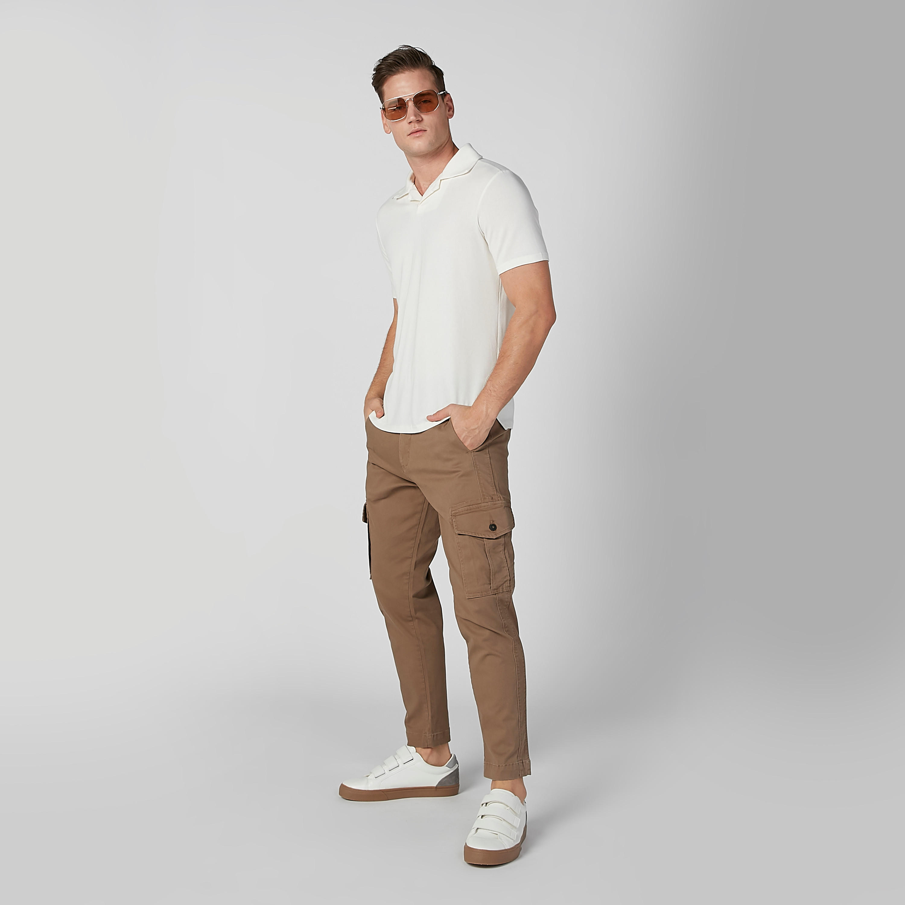 Solid T-shirt with Polo Neck and Short Sleeves-men-clothing-tshirtsandpolos-polos-image-2