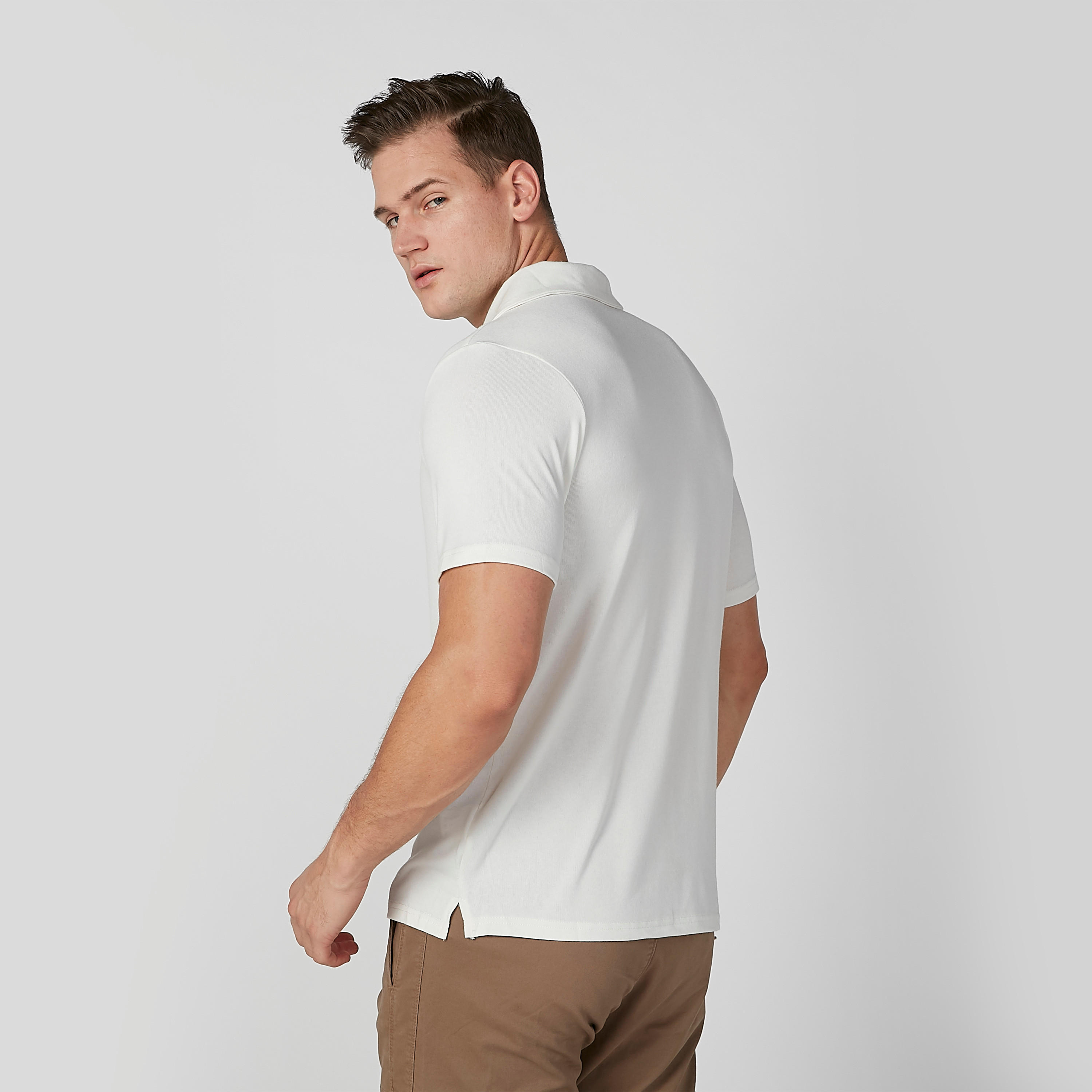 Solid T-shirt with Polo Neck and Short Sleeves-men-clothing-tshirtsandpolos-polos-image-3