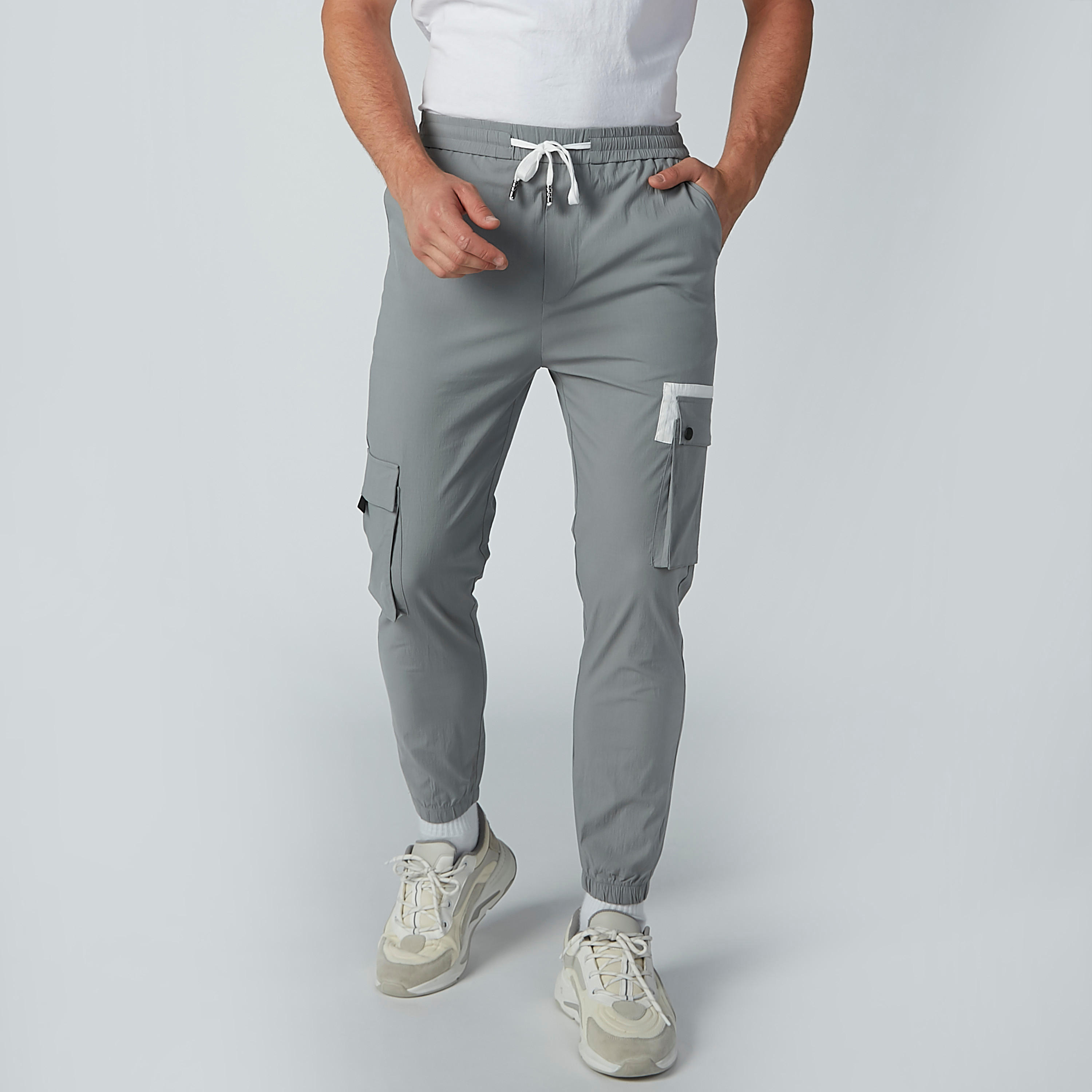 Plain Flexi Joggers with Pocket Detail and Elasticised Hem-men-clothing-bottoms-joggers-image-1