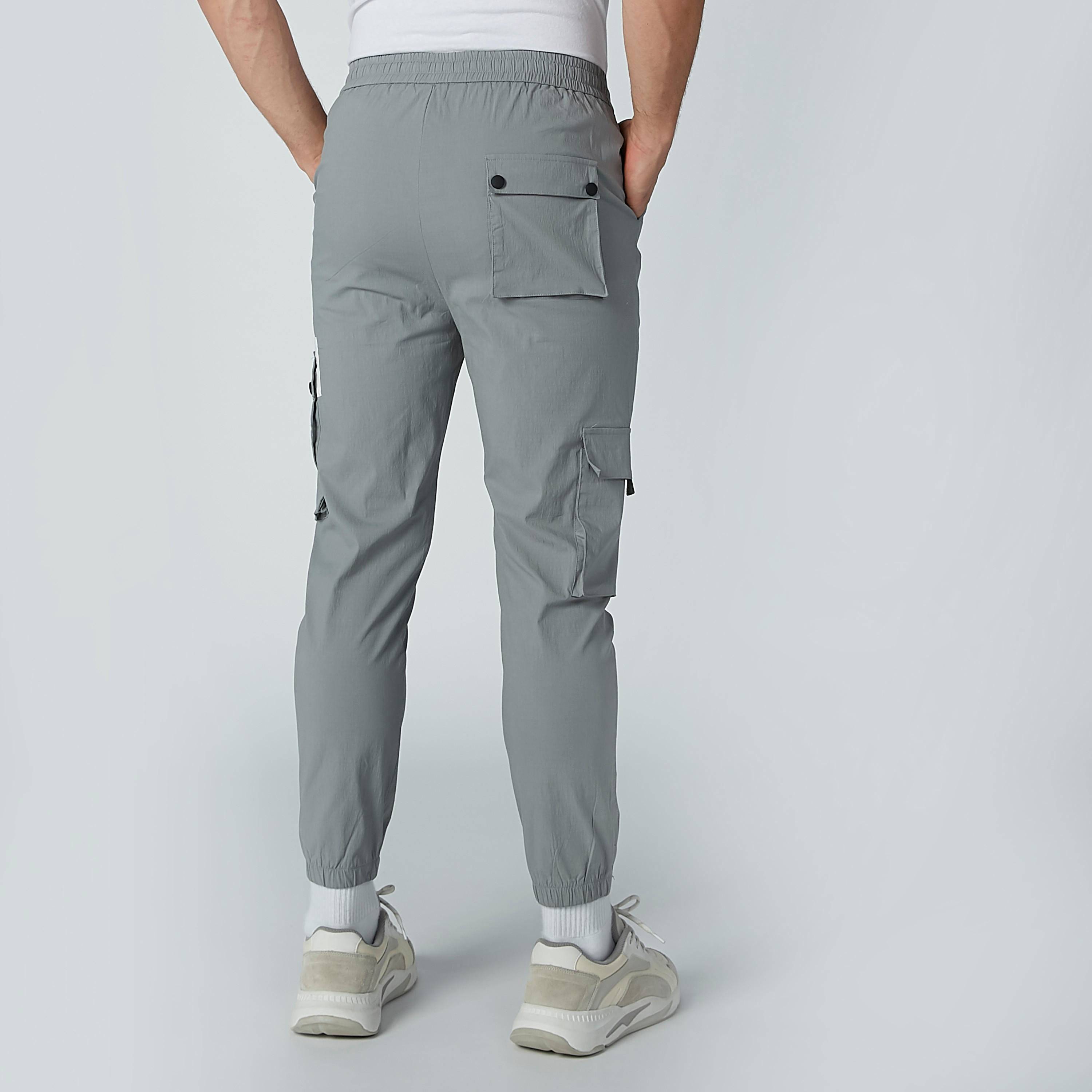 Plain Flexi Joggers with Pocket Detail and Elasticised Hem-men-clothing-bottoms-joggers-image-3