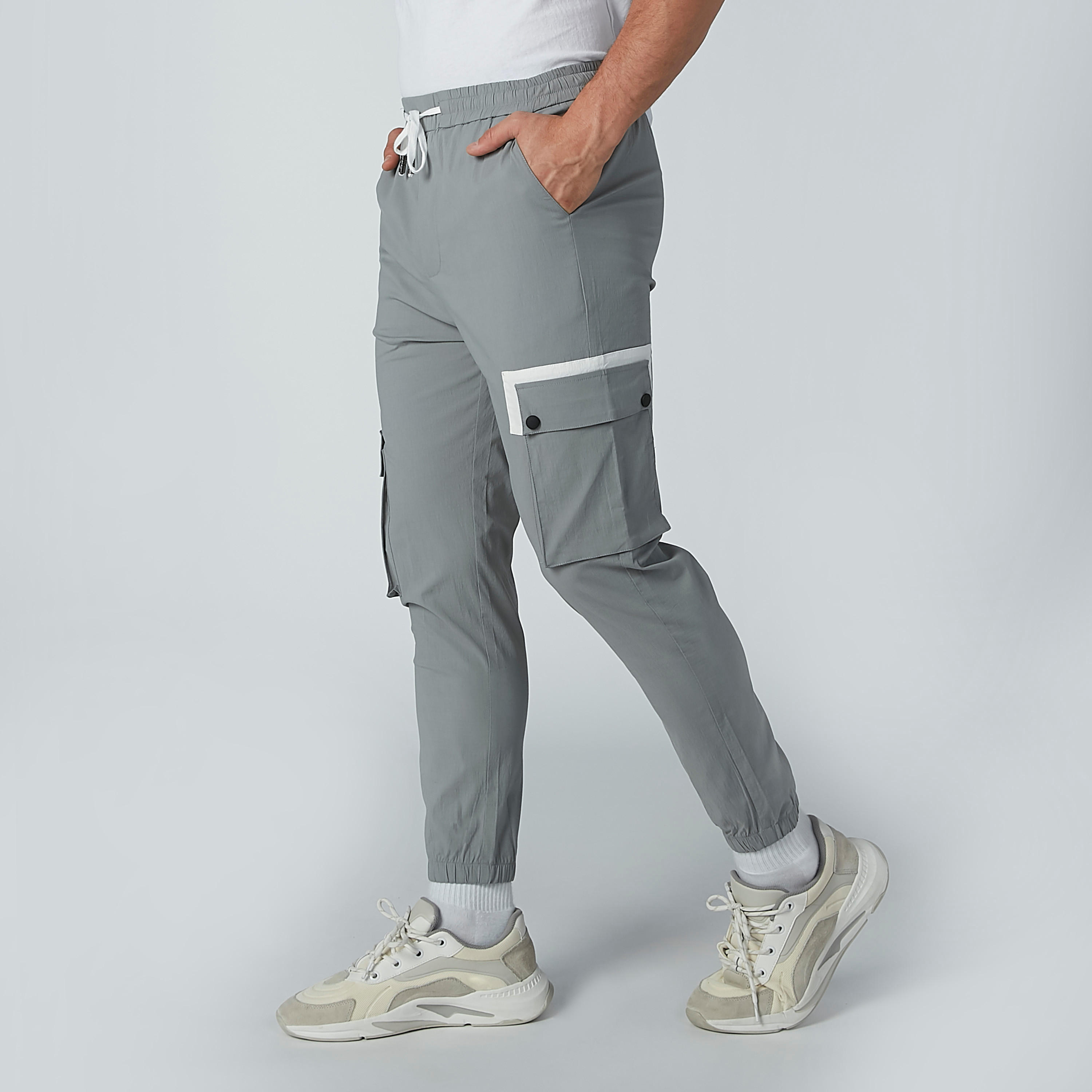 Plain Flexi Joggers with Pocket Detail and Elasticised Hem-men-clothing-bottoms-joggers-image-5