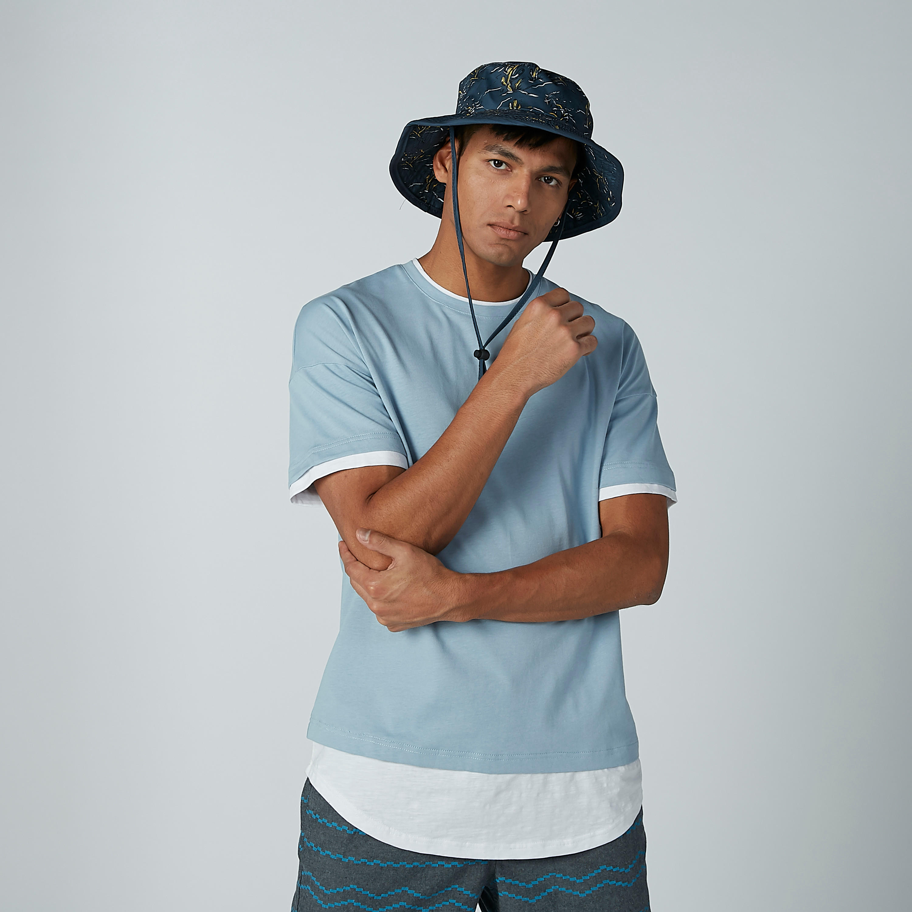Plain T-shirt with Round Neck and Drop Shoulder Sleeves-men-clothing-tshirtsandpolos-tshirts-image-2