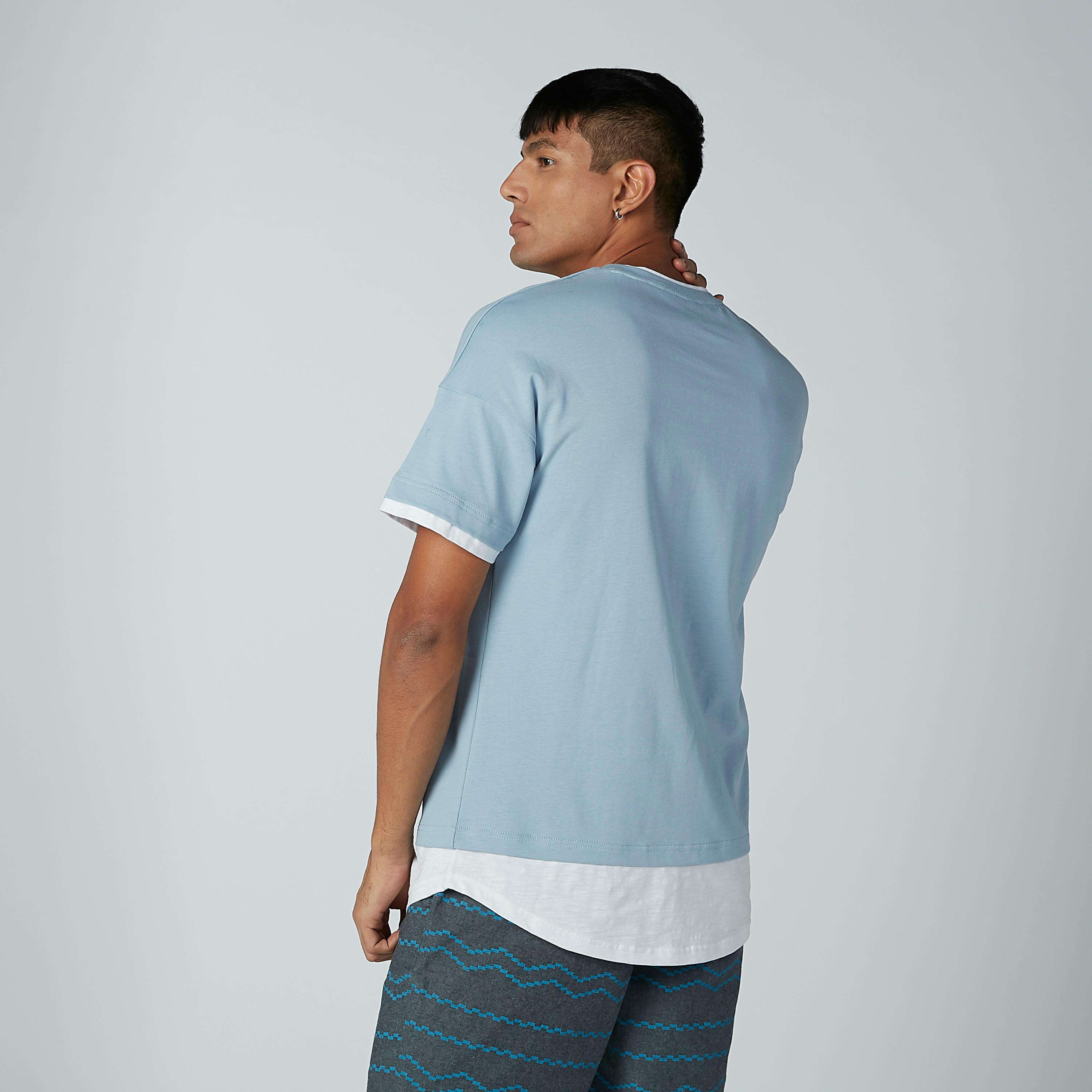 Plain T-shirt with Round Neck and Drop Shoulder Sleeves-men-clothing-tshirtsandpolos-tshirts-image-3